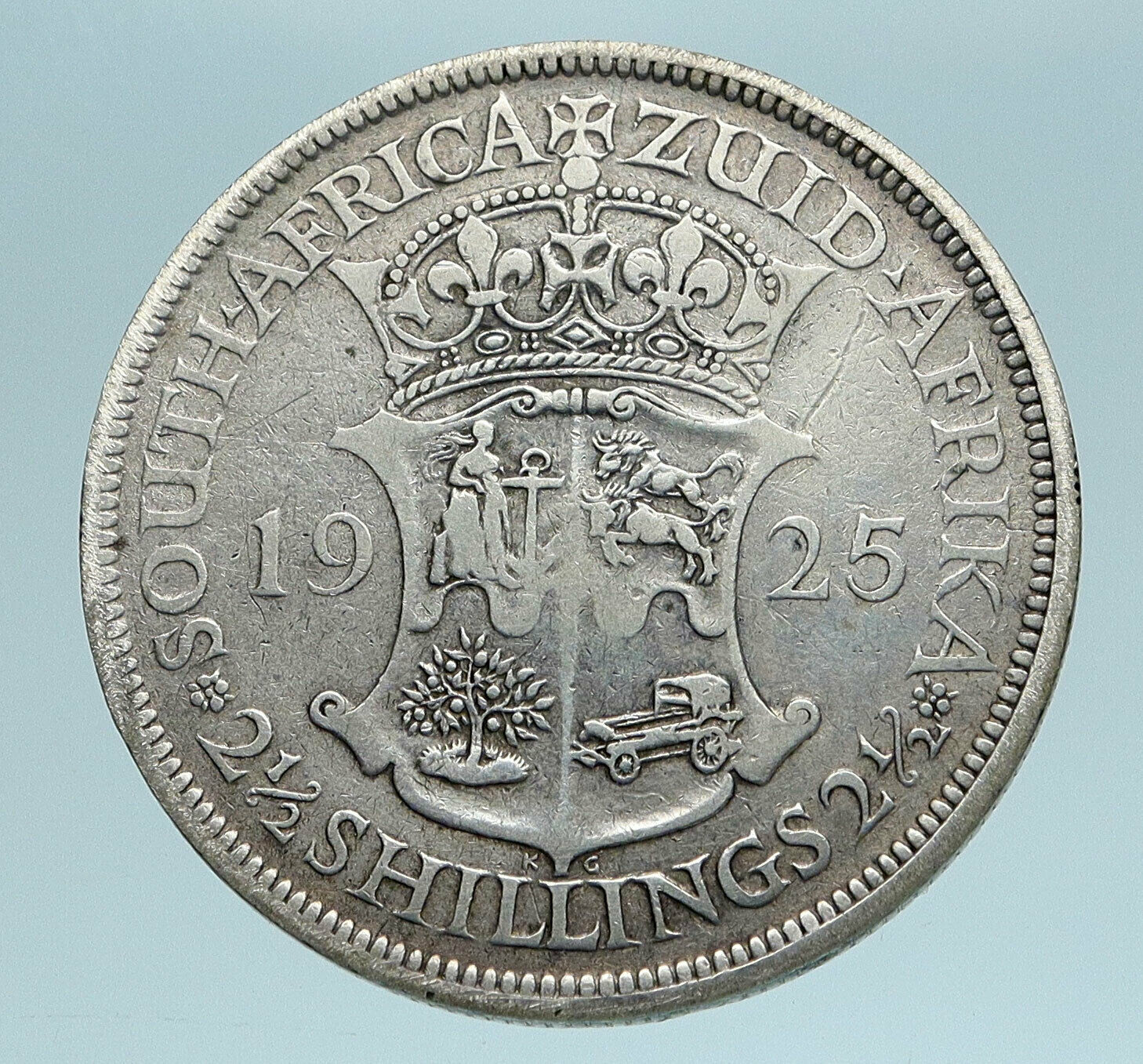 1925 SOUTH AFRICA under UK King GEORGE V Old Silver 2 1/2 Shillings Coin i83372