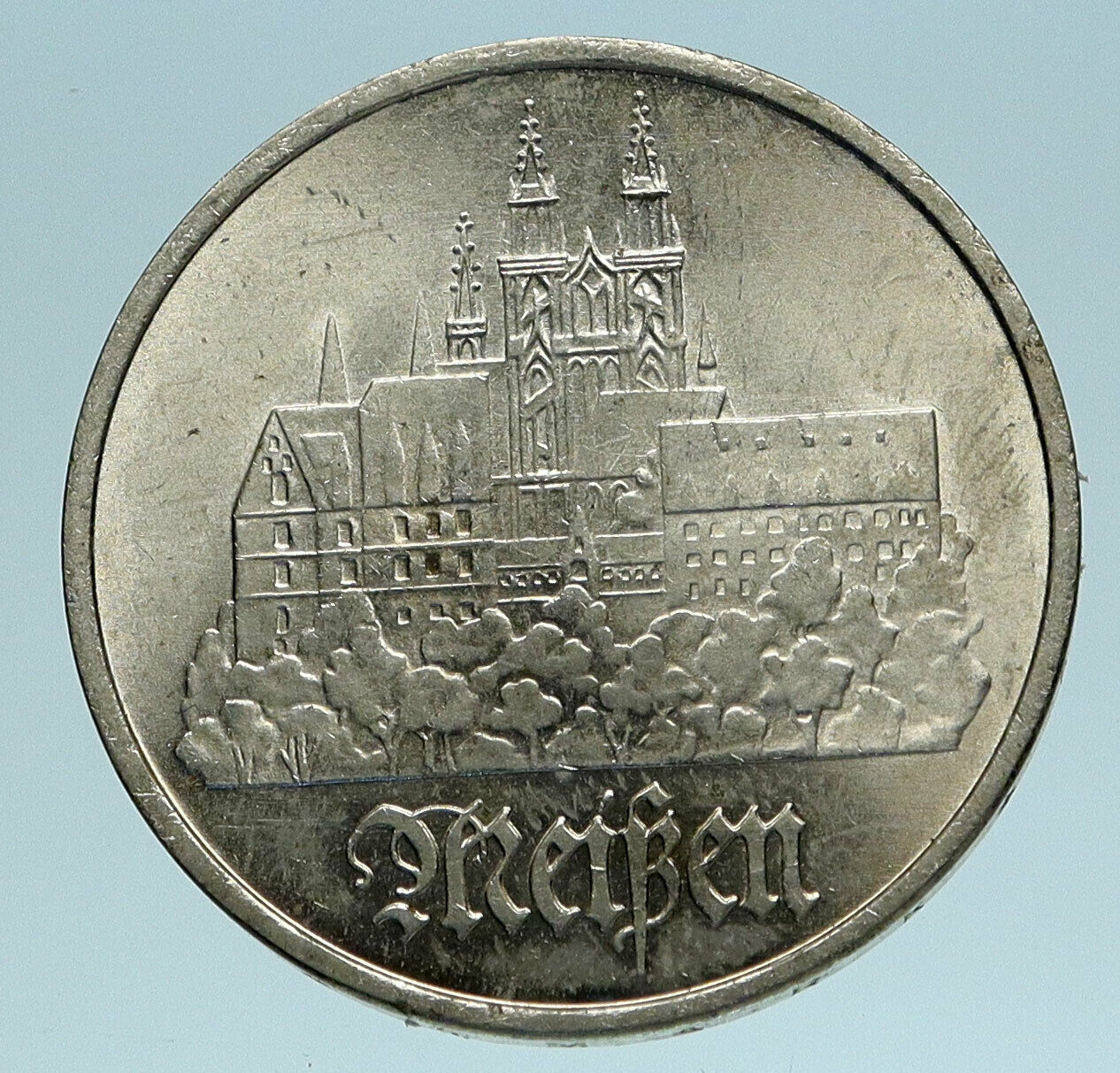 1972 GERMANY GERMAN CITY OF MEIBEN View Antique OLD Silver 5 Mark Coin i83380