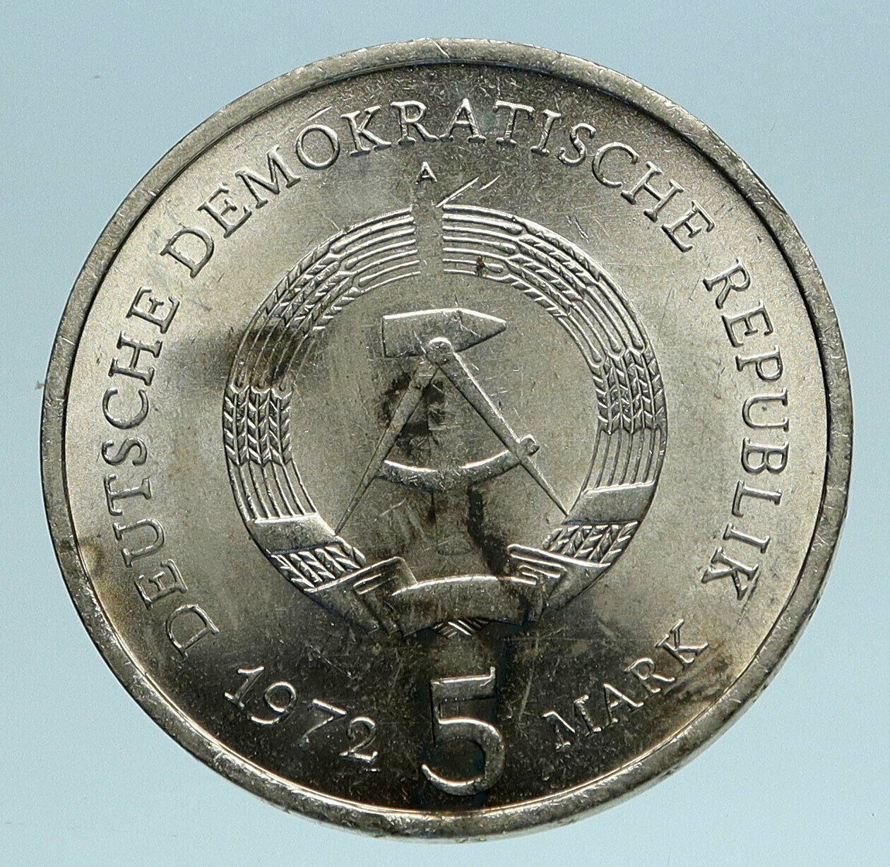 1972 GERMANY GERMAN CITY OF MEIBEN View Antique OLD Silver 5 Mark Coin i83380