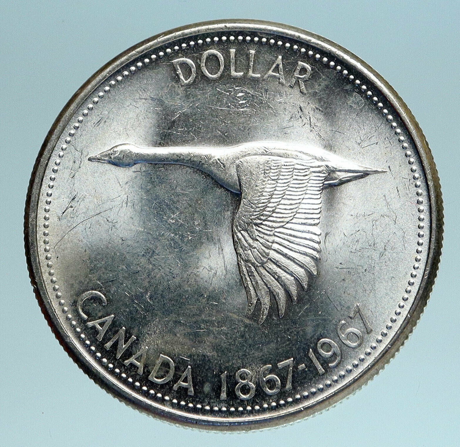 1967 CANADA Confederation Founding OLD Goose Genuine Silver Dollar Coin i83390