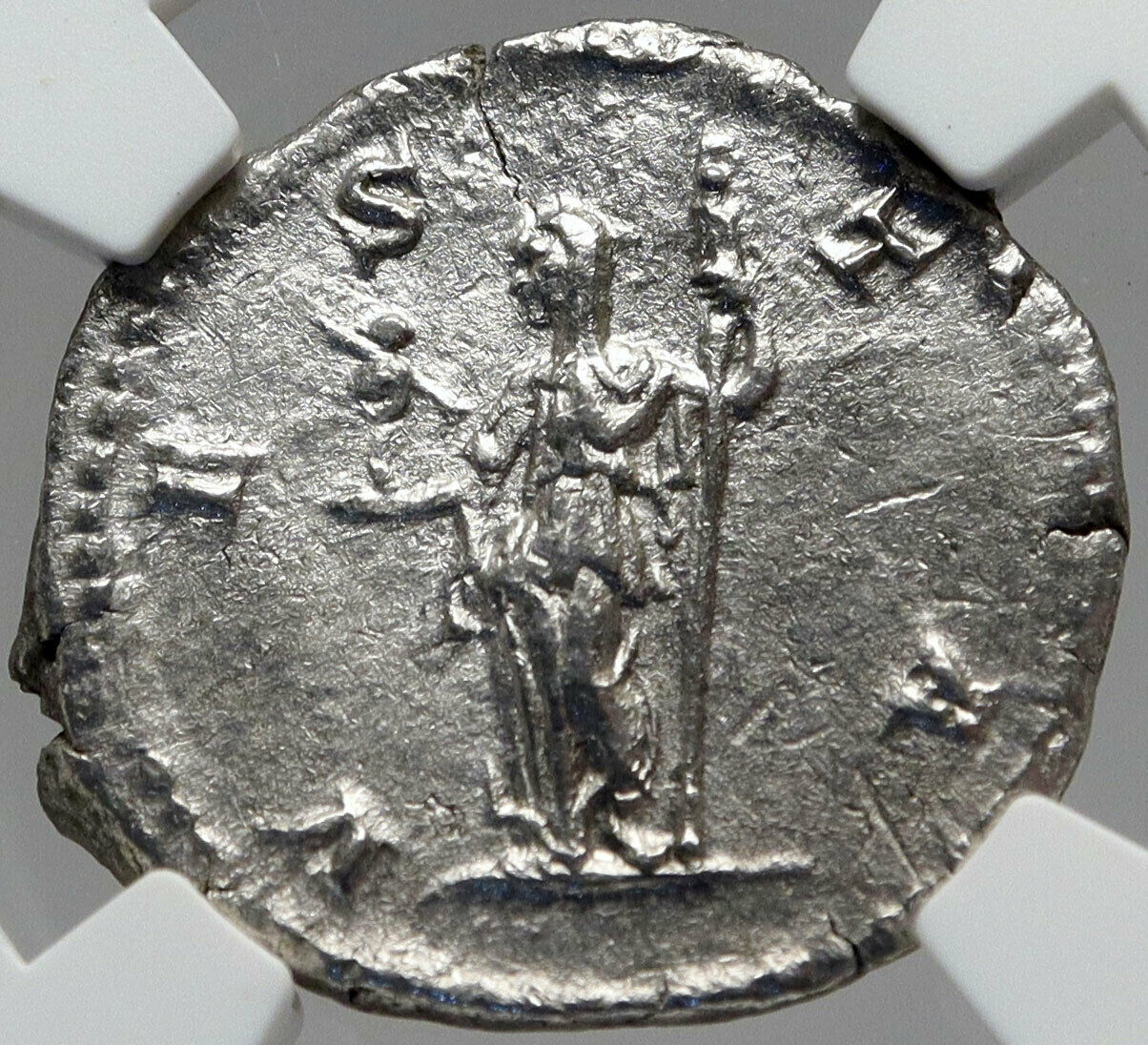 JULIA DOMNA Authentic Ancient 211AD Silver Roman Coin VESTA PALLADIUM NGC i82942