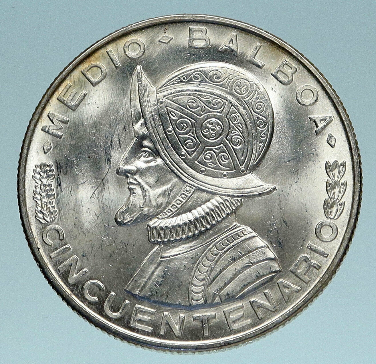 1953 PANAMA Spanish Conquistador Hero Genuine Silver 1/2 BALBOA Coin i83444