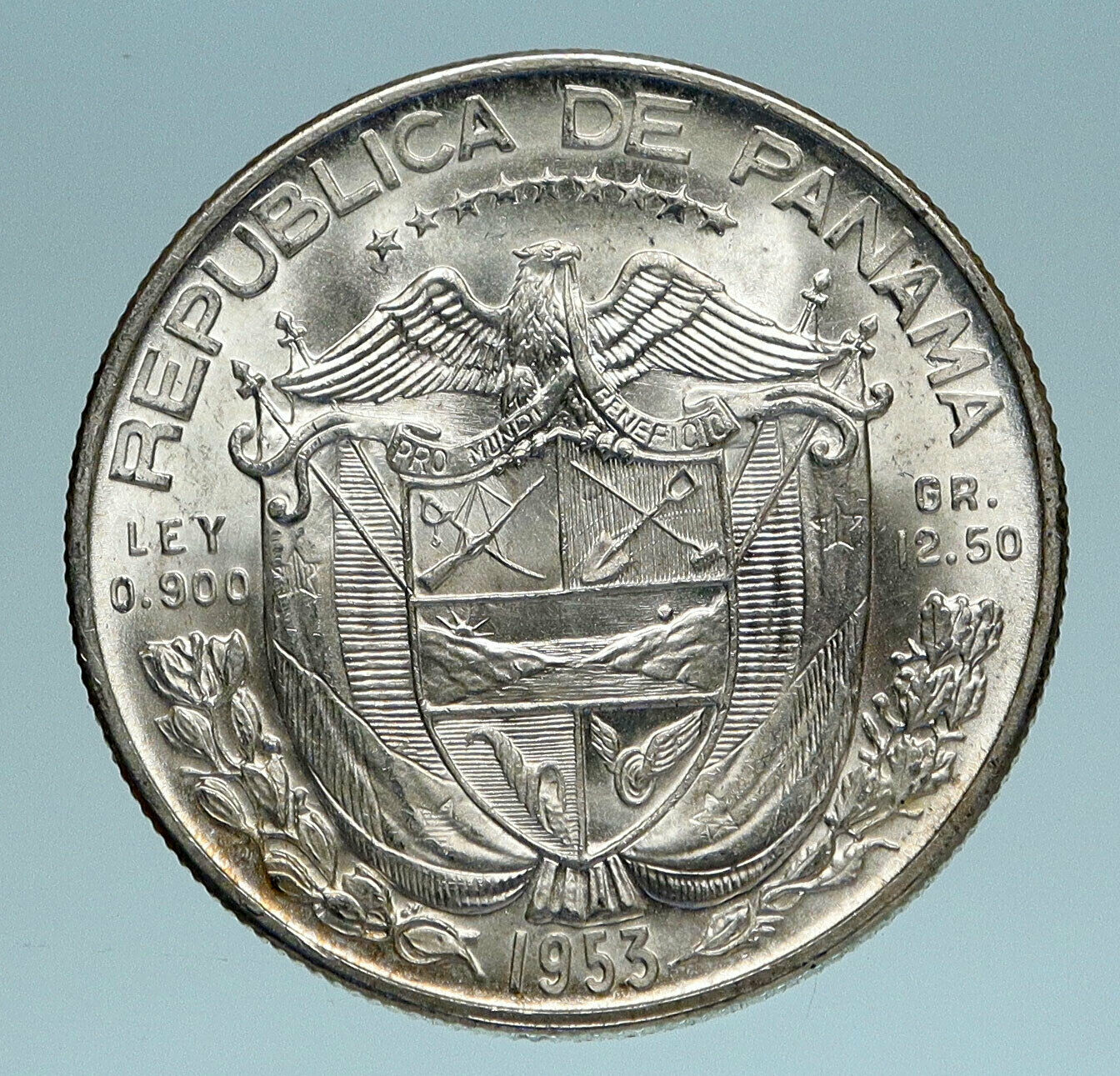 1953 PANAMA Spanish Conquistador Hero Genuine Silver 1/2 BALBOA Coin i83444