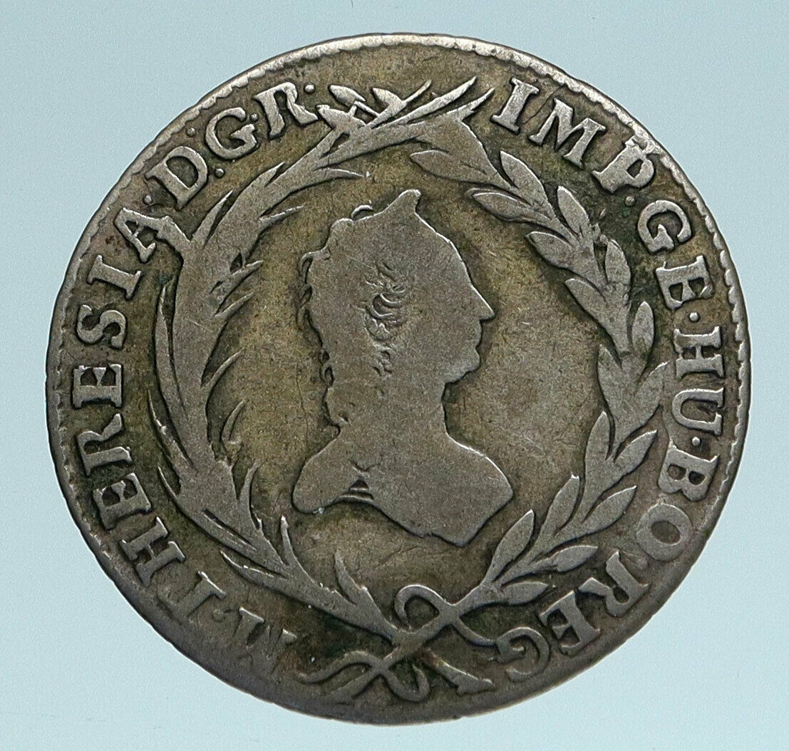 1763 AUSTRIA w Queen Maria Theresa Genuine Antique Kreuzer Austrian Coin i83400