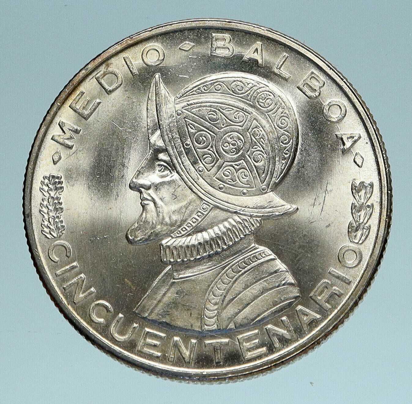 1953 PANAMA Spanish Conquistador Hero Genuine Silver 1/2 BALBOA Coin i83442