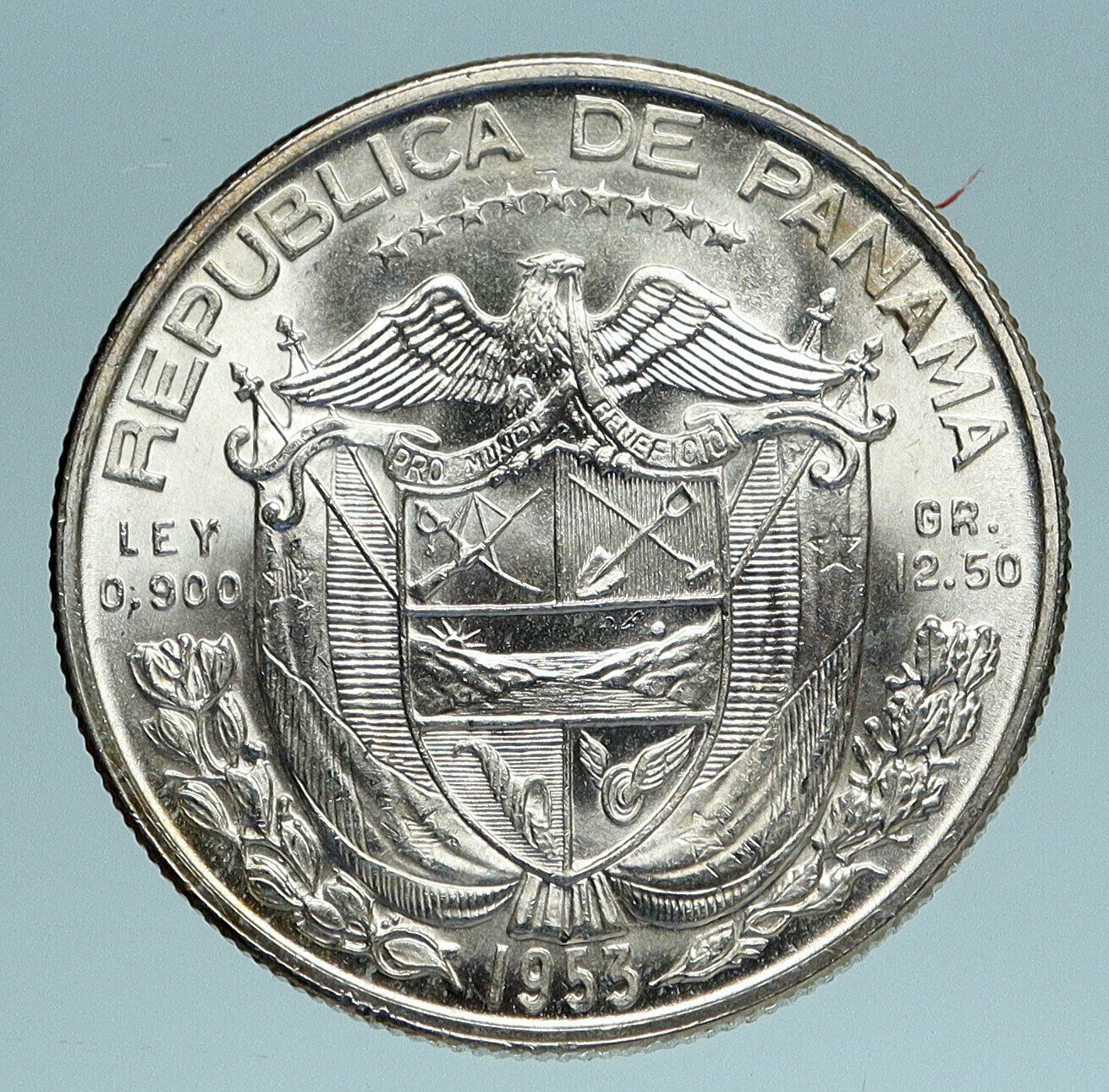 1953 PANAMA Spanish Conquistador Hero Genuine Silver 1/2 BALBOA Coin i83442