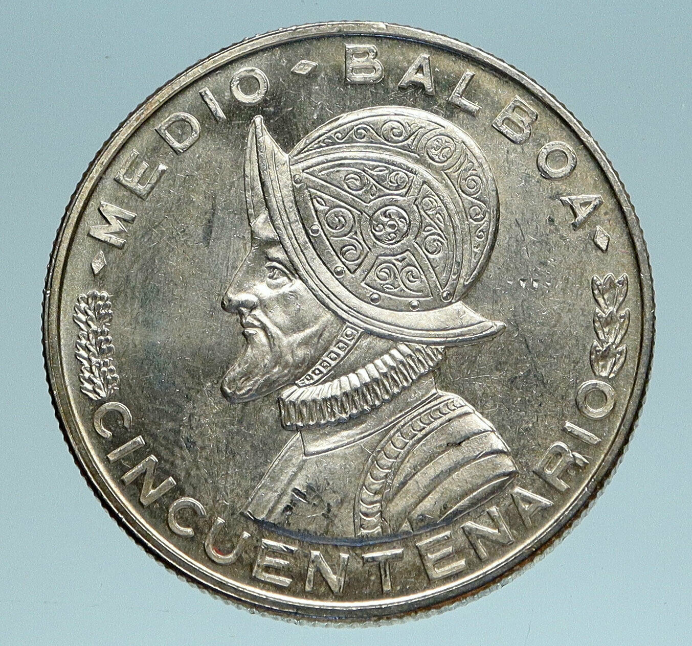 1953 PANAMA Spanish Conquistador Hero Genuine Silver 1/2 BALBOA Coin i83440