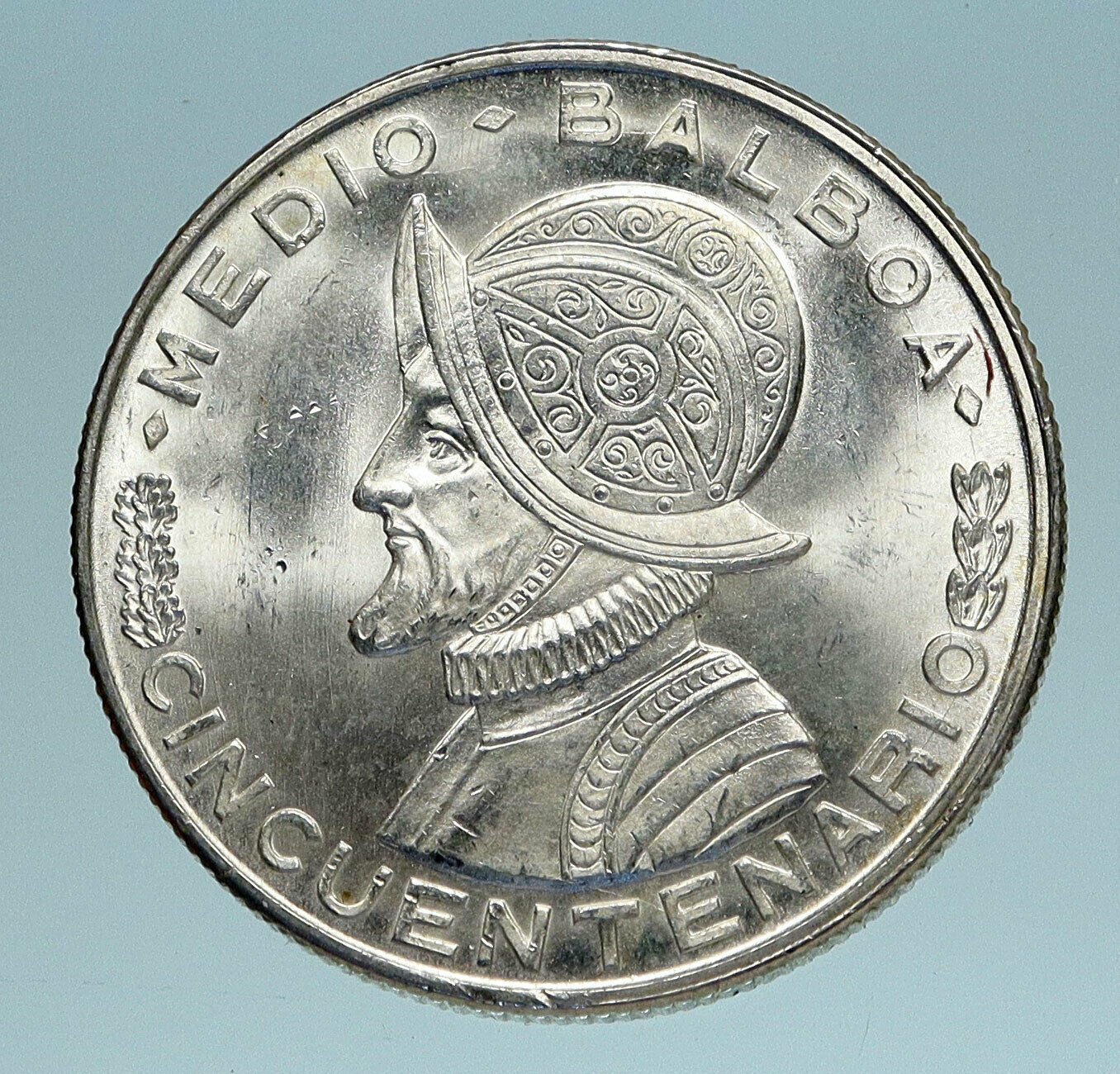 1953 PANAMA Spanish Conquistador Hero Genuine Silver 1/2 BALBOA Coin i83441