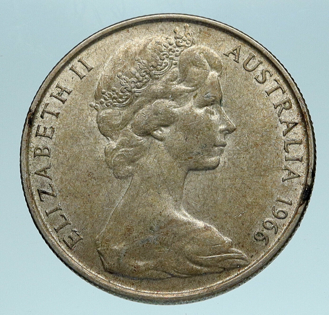 1966 AUSTRALIA UK Queen Elizabeth II with Kangaroos Silver 50 Cents Coin i83457