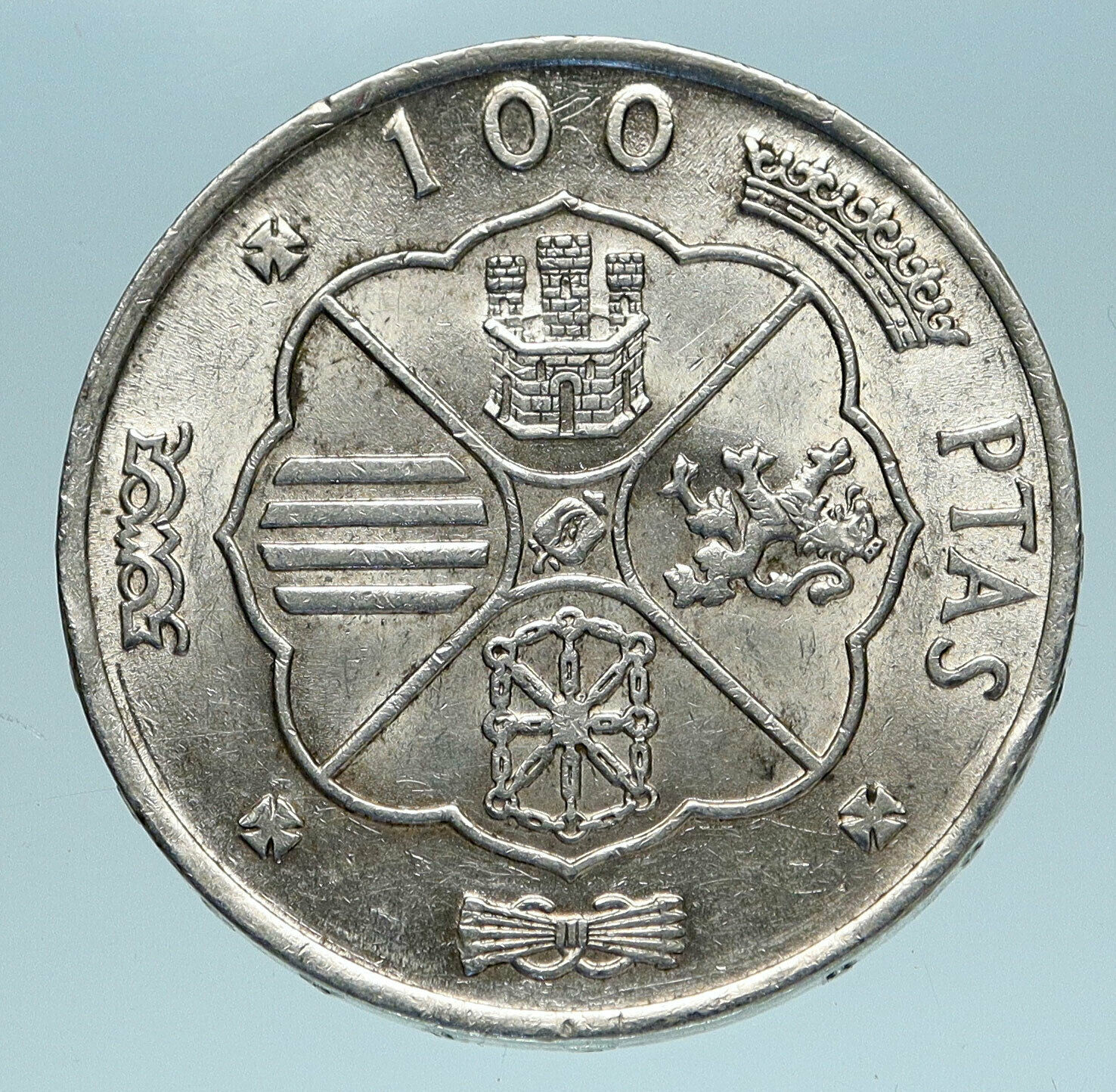 1966 SPAIN Large Franco Cadillo Genuine Silver 100 Pesetas Spanish Coin i83451