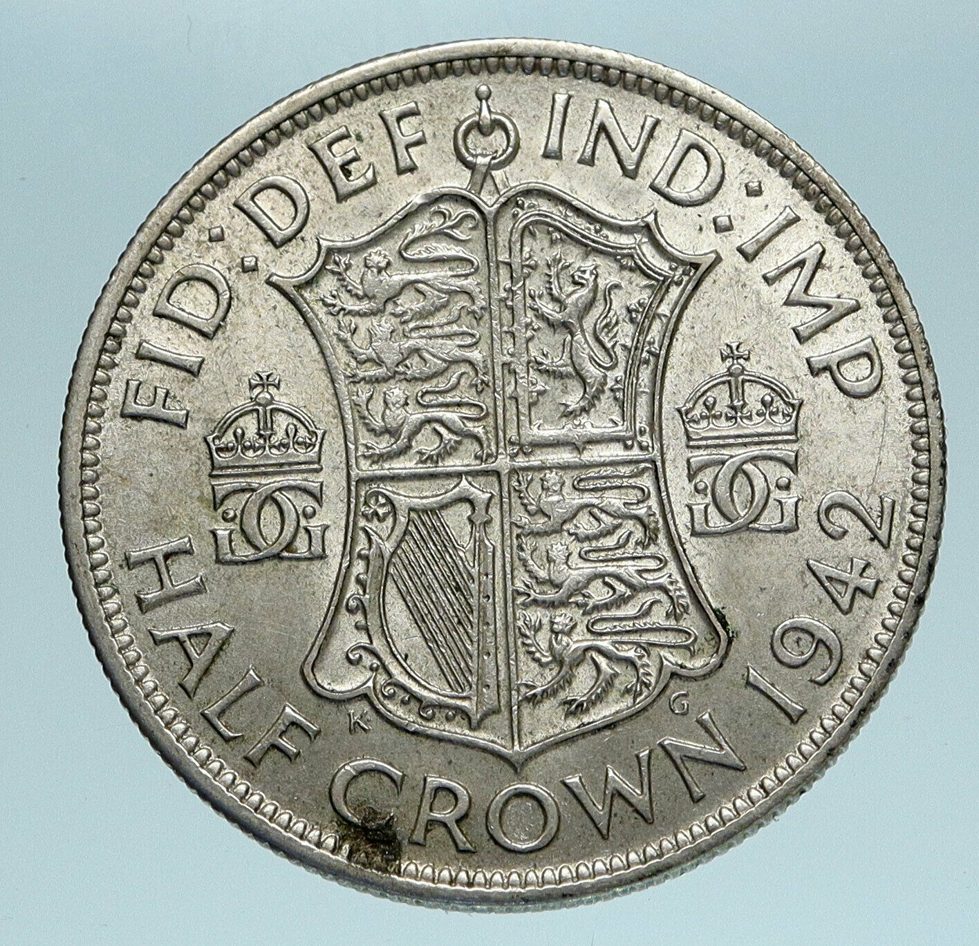 1942 Great Britain United Kingdom UK GEORGE VI Silver Half Crown Coin i83459