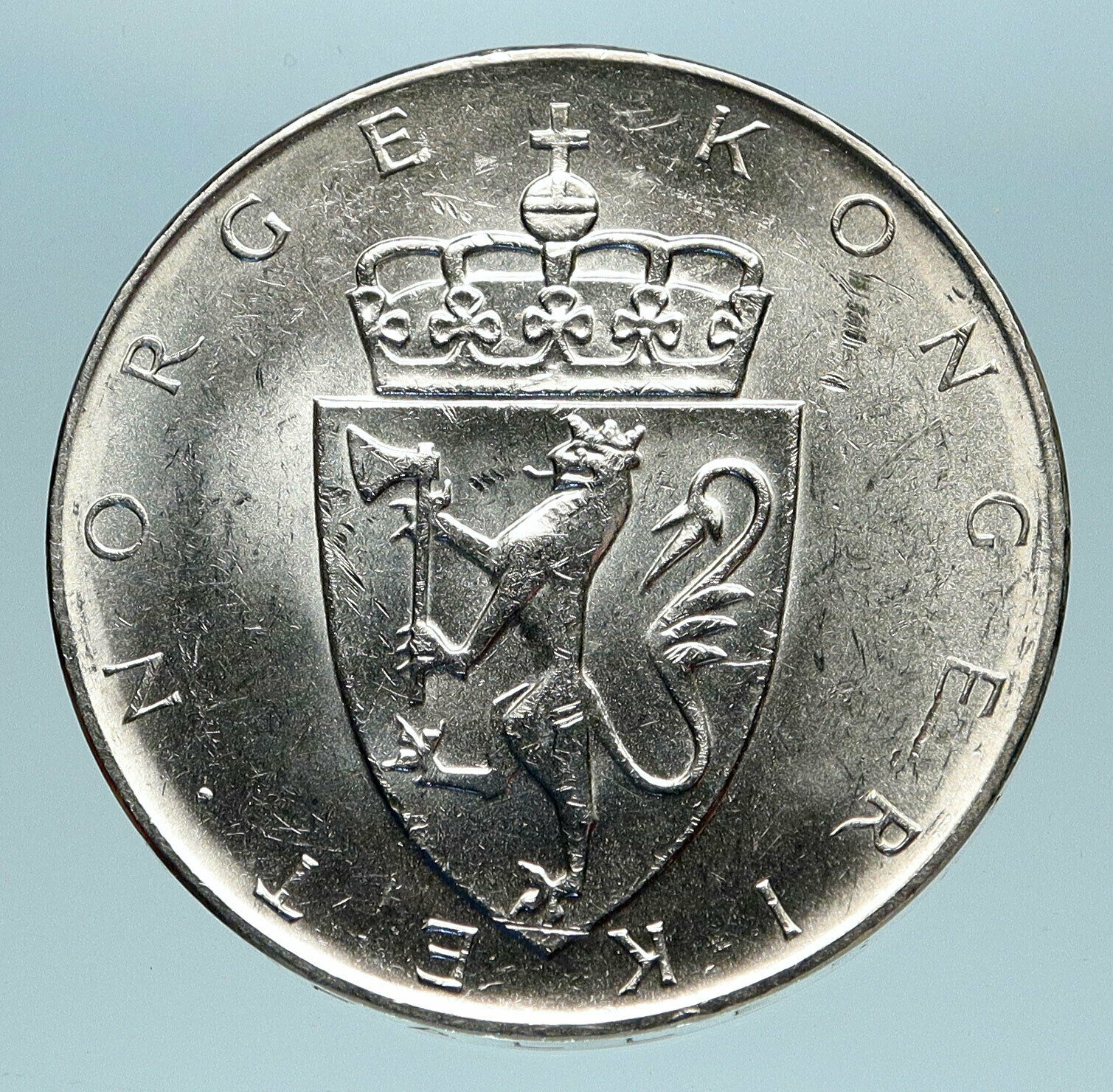 1964 NORWAY Antique Silver 10 Kronor KING Olav V Norwegian Vintage Coin i83470