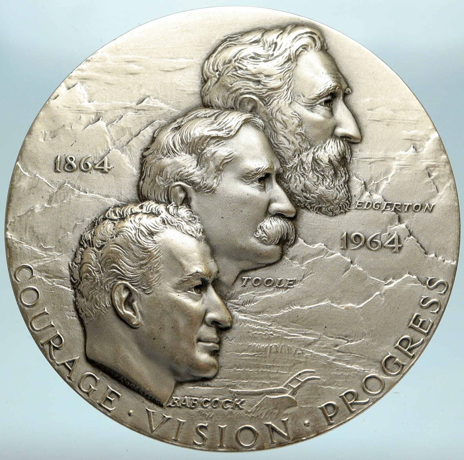 1964 MONTANA 100 / 75 Years of STATEHOOD HUGE 6.4cm SILVER Medal LEADERS i82961