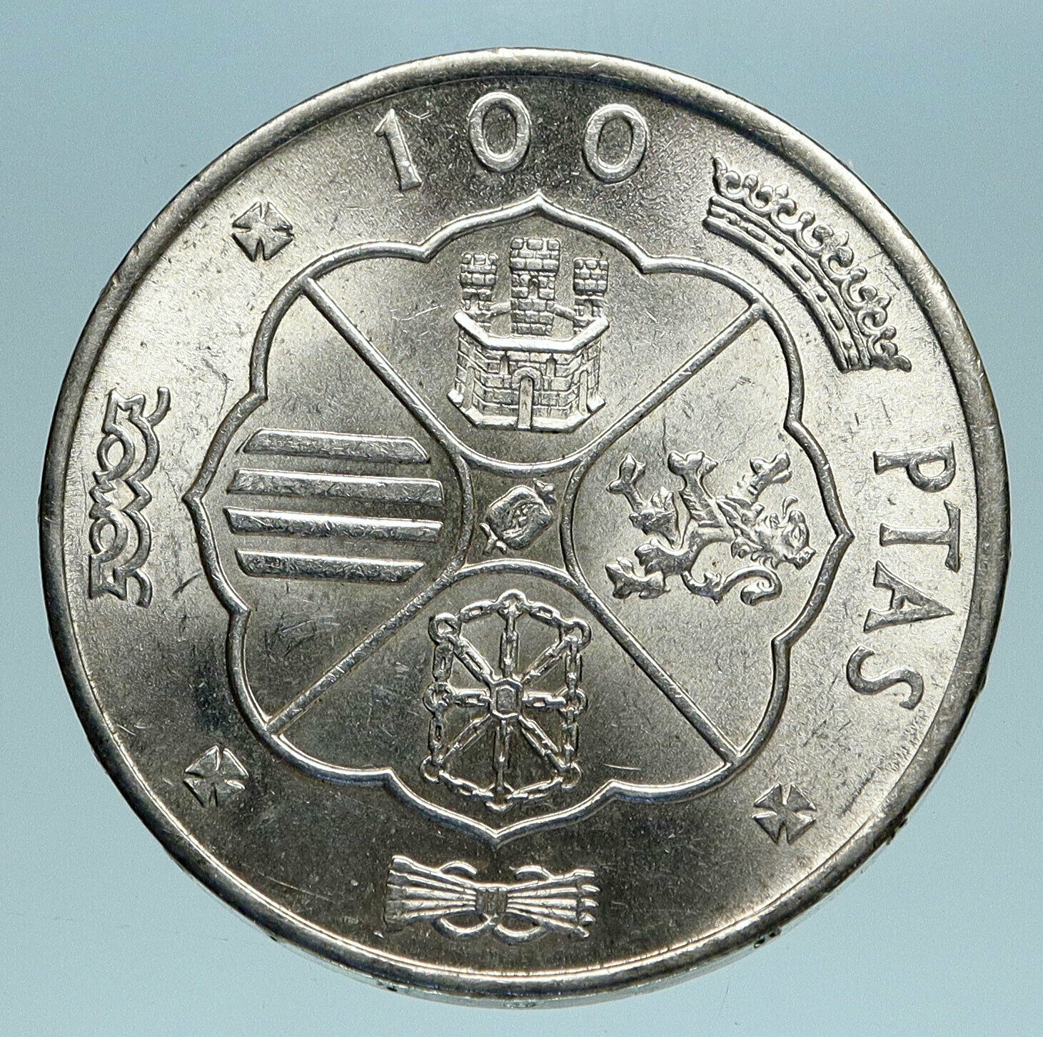 1966 SPAIN Large Franco Cadillo Genuine Silver 100 Pesetas Spanish Coin i83476