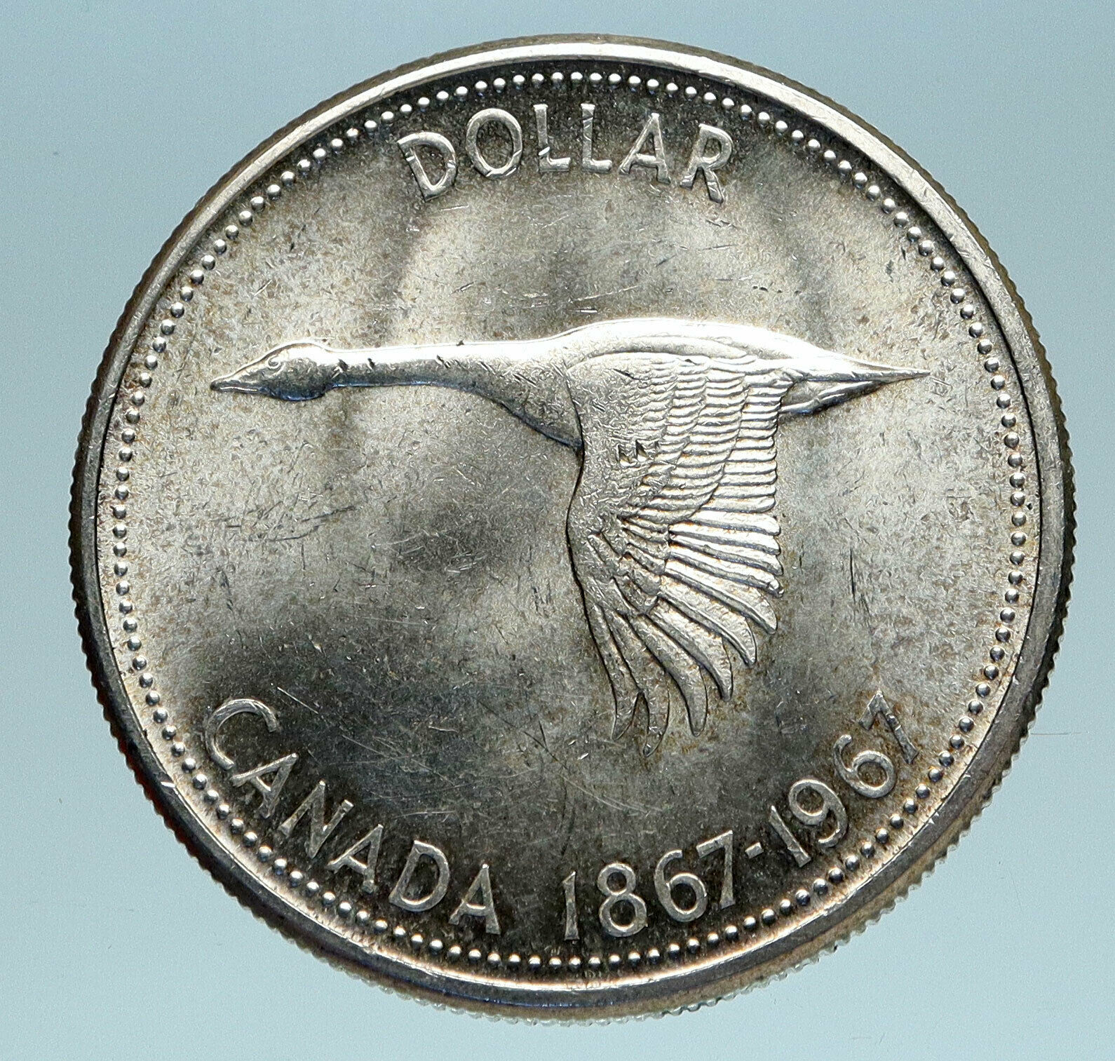 1967 CANADA Confederation Founding OLD Goose Genuine Silver Dollar Coin i83493