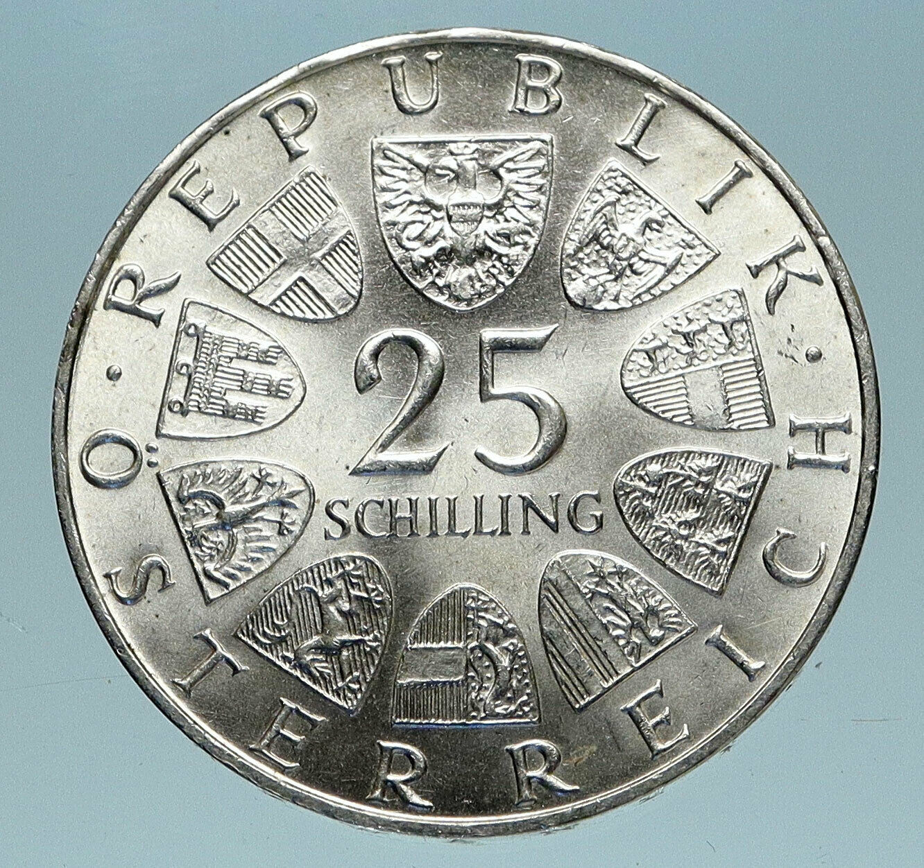 1973 AUSTRIA with Director Max Reinhardt Antique Silver 25 Schilling Coin i83486