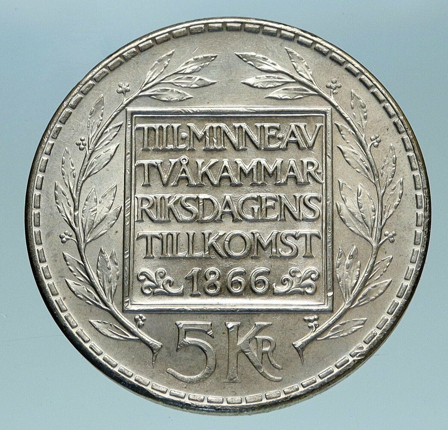 1966 SWEDEN King GUSTAV VI ADOLF 5 Kronor LARGE Silver SWEDISH Coin i83481