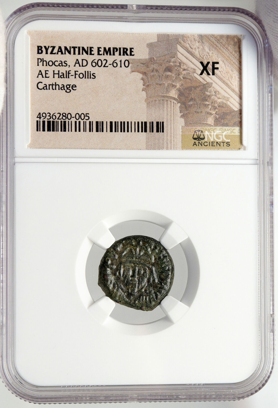 PHOCAS Authentic Ancient Half Follis of CARTHAGE BYZANTINE Coin NGC i83552