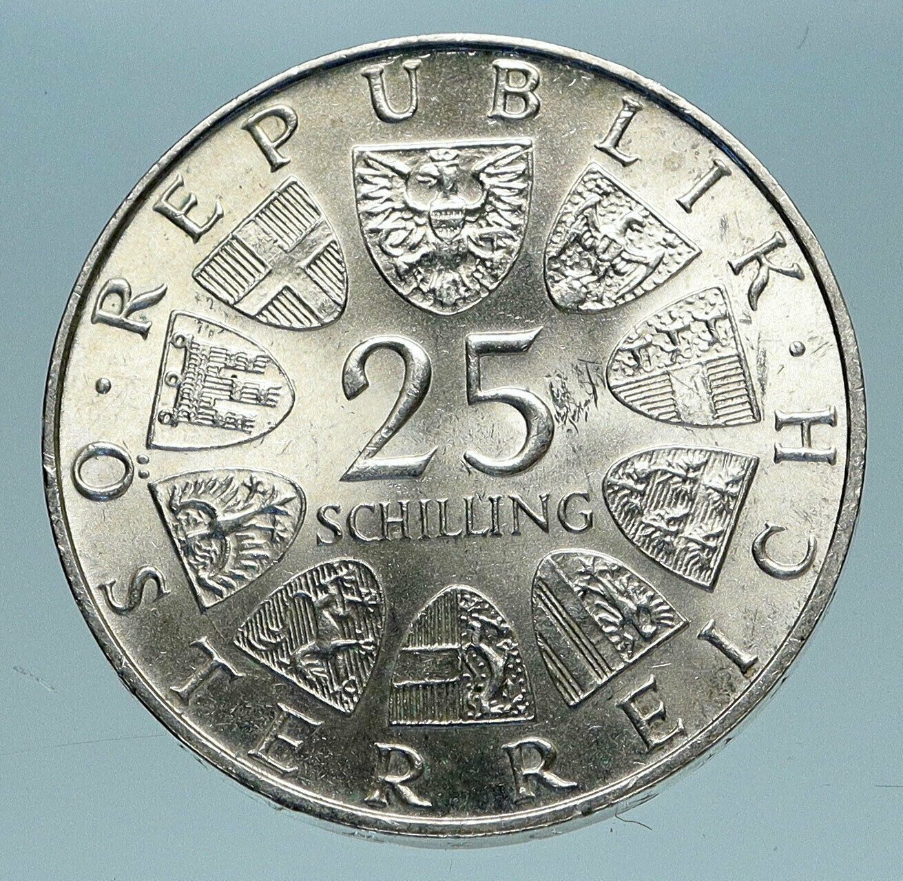 1973 AUSTRIA with Director Max Reinhardt Antique Silver 25 Schilling Coin i83507