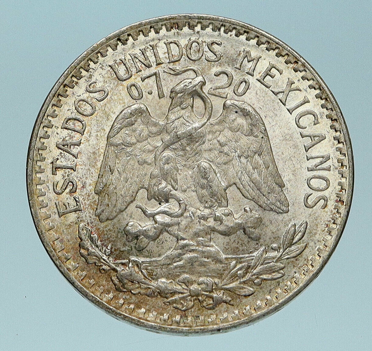 1944 MEXICO City EAGLE CACTUS SERPENT Silver 50 Centavos Mexican Coin i83609