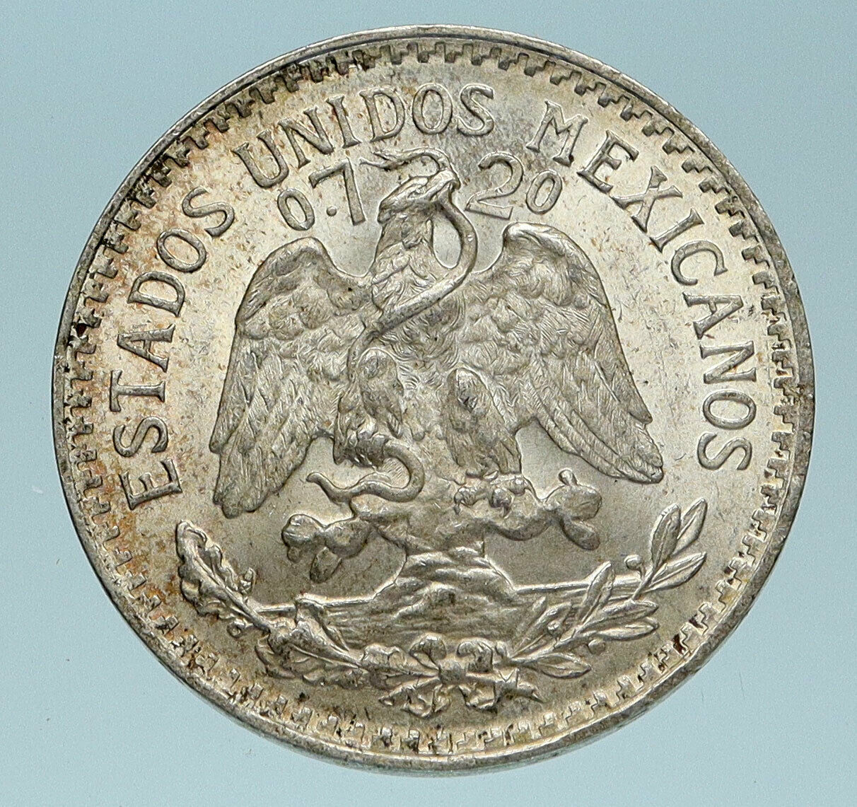 1944 MEXICO City EAGLE CACTUS SERPENT Silver 50 Centavos Mexican Coin i83608