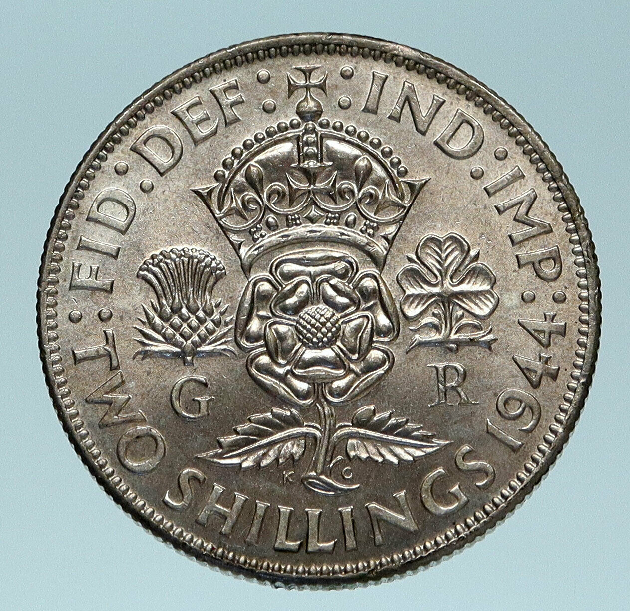 1944 United Kingdom UK Great Britain GEORGE VI Antique Silver Florin Coin i83600