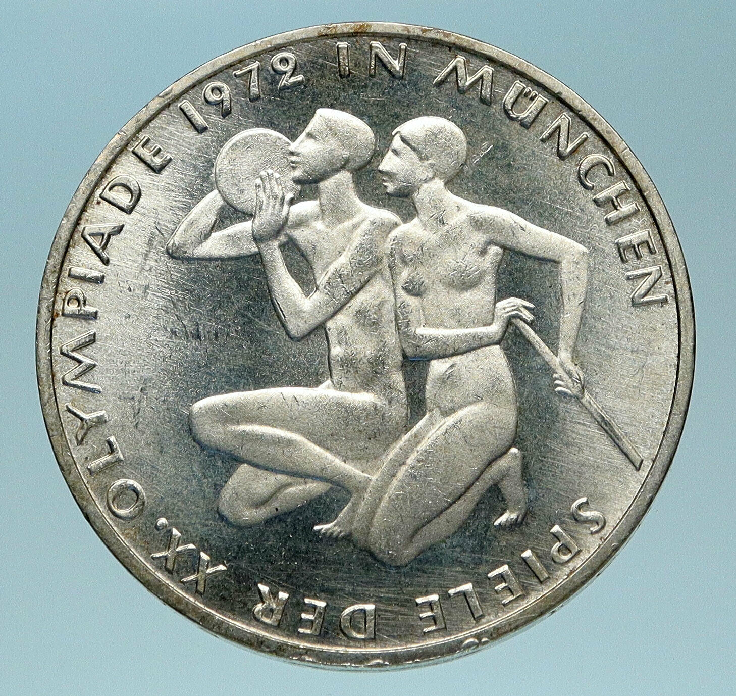 1972 Germany Munich Summer Olympics XX ATHLETES Proof Silver 10 Mark Coin i83630