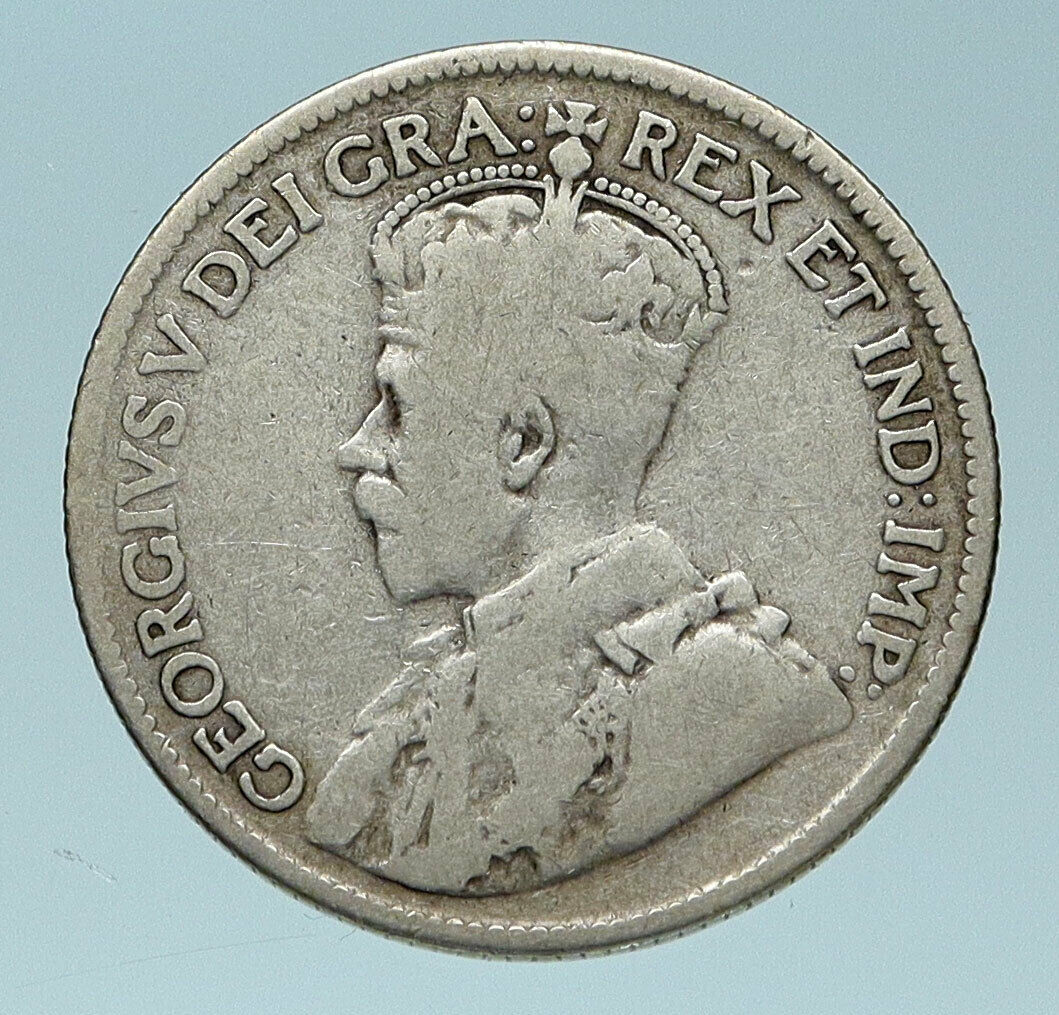 1919 CANADA SILVER 25 CENTS UK King George V Newfoundland Antique Coin i83631