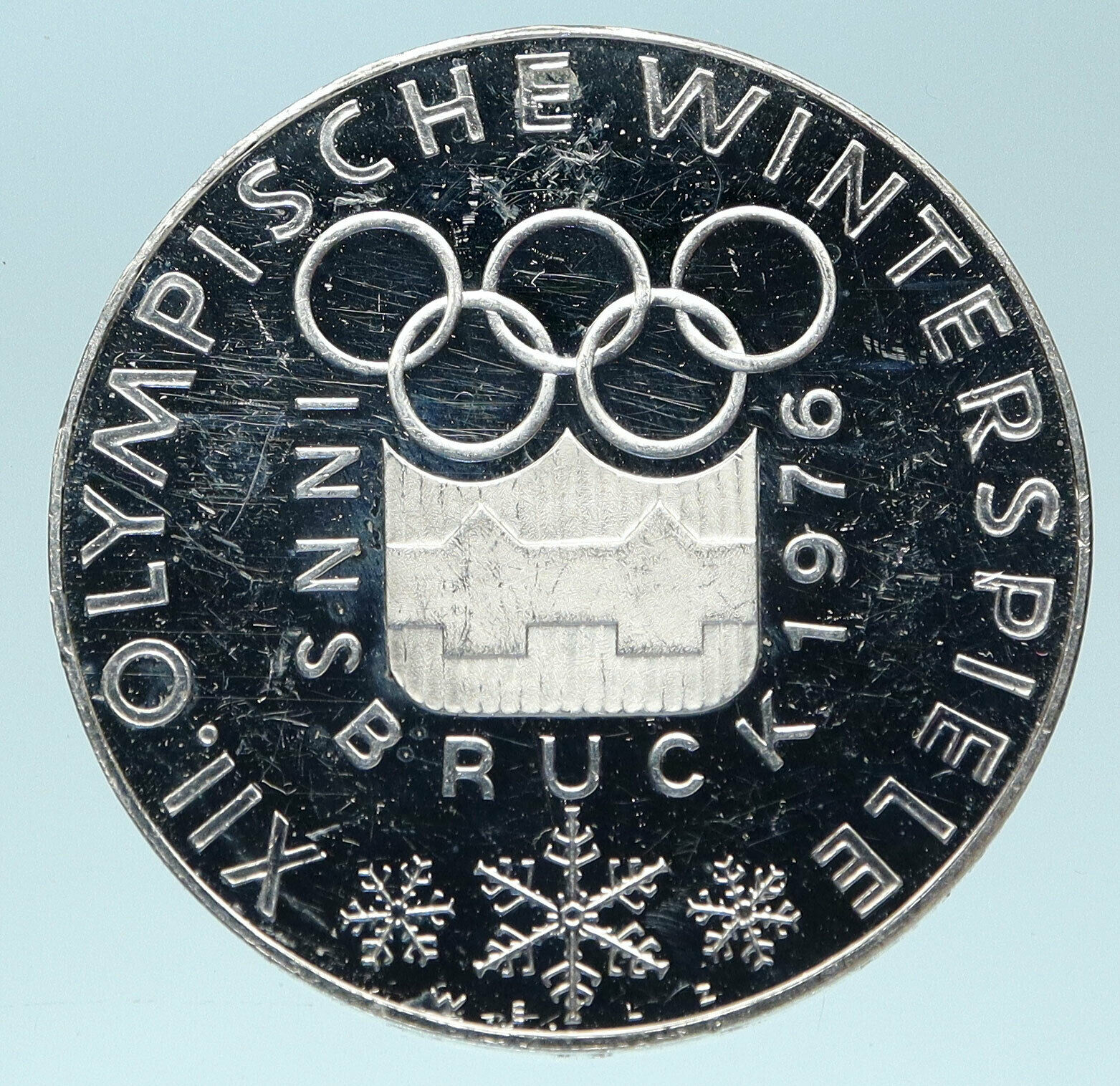 1976 AUSTRIA Innsbruck Winter OLYMPIC Games 100 Schilling Silver Coin i83641