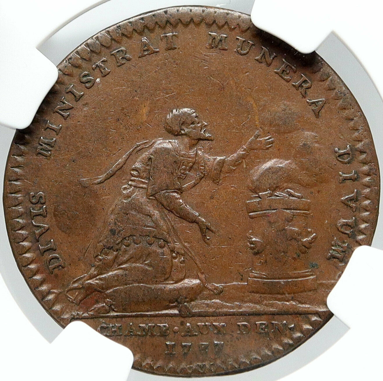 1737 FRANCE King LOUIS XV Rabbi at Altar Genuine Jewish FRENCH NGC Medal i83690