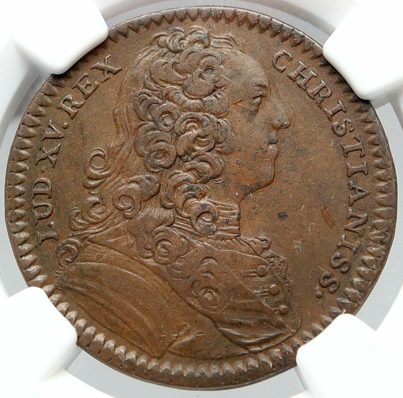 1737 FRANCE King LOUIS XV Rabbi at Altar Genuine Jewish FRENCH NGC Medal i83690