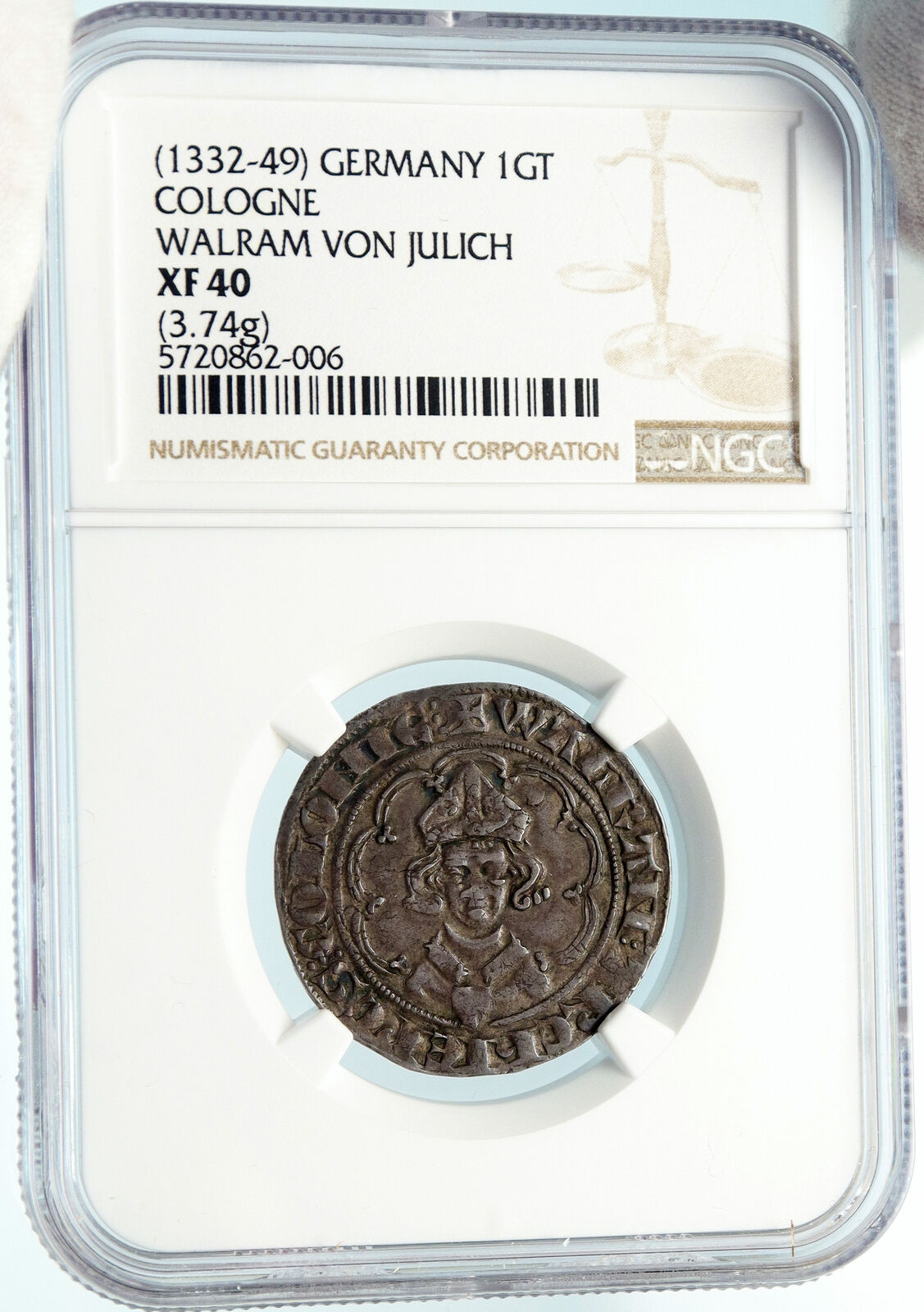 1332-1349 Germany GERMAN STATES COLOGNE Walram Julich Silver 1GT NGC Coin i83710