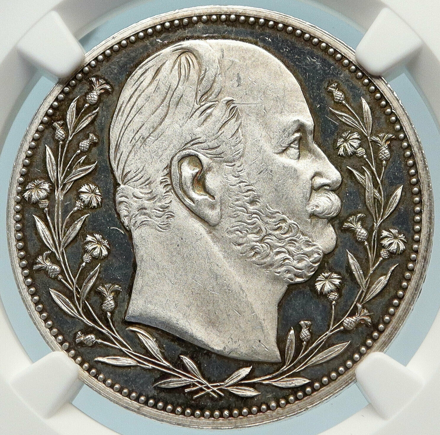 1897 GERMANY Emperor Wilhelm 100 Yr Birthday OLD Geniune Silver Medal NGC i83717