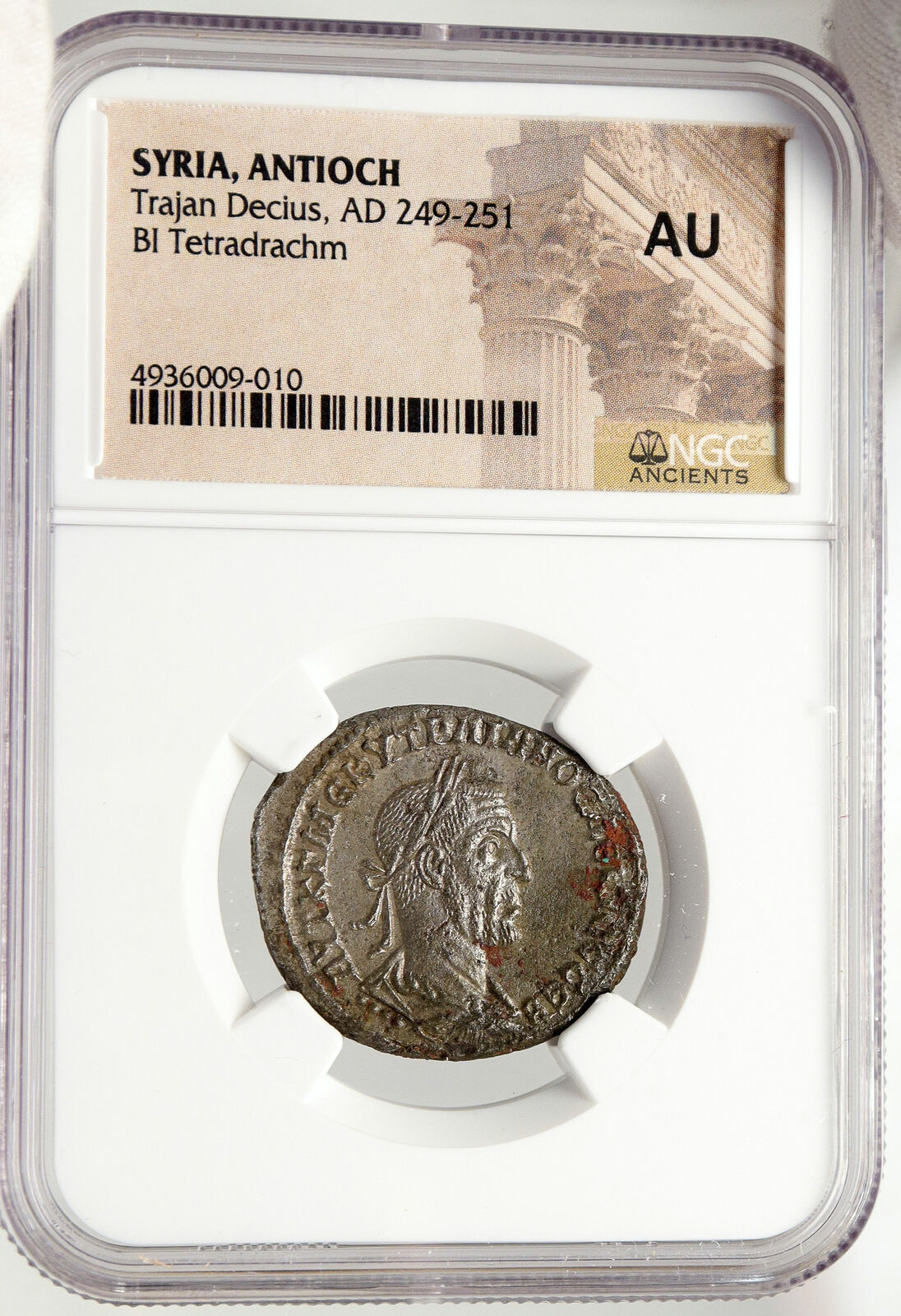 TRAJAN DECIUS Authentic Ancient 249AD Antioch TETRADRACHM Roman Coin NGC i83566