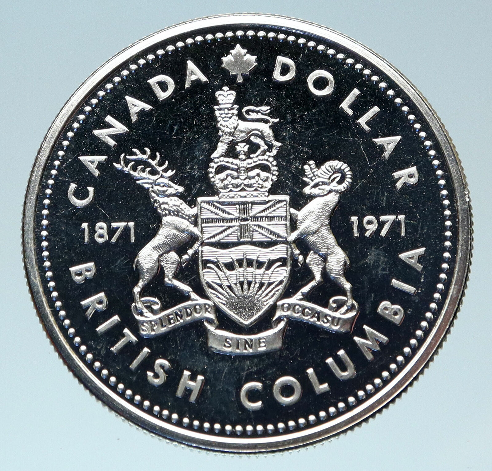 1971 Canada British Columbia UK Queen Elizabeth II Large Silver $1 Coin i83102