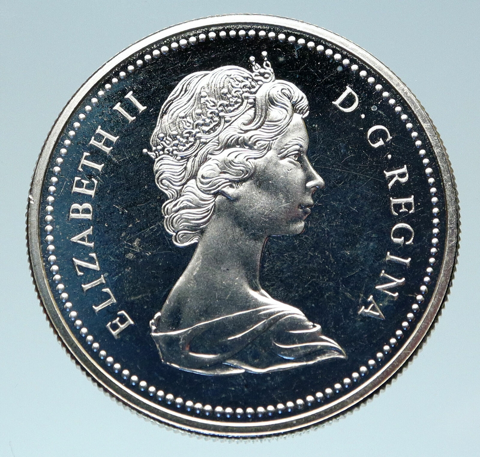 1971 Canada British Columbia UK Queen Elizabeth II Large Silver $1 Coin i83102