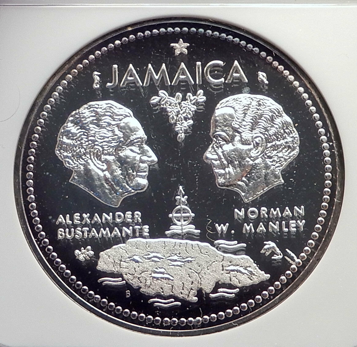 1972 JAMAICA 10th Independence Anniversary SILVER 10 Dollars Coin NGC i72148