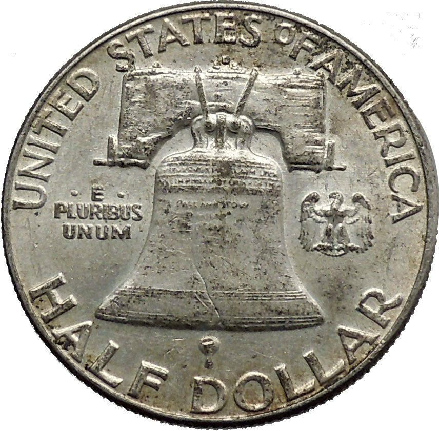 1963 Benjamin Franklin Silver Half Dollar United States Coin Liberty Bell i44586