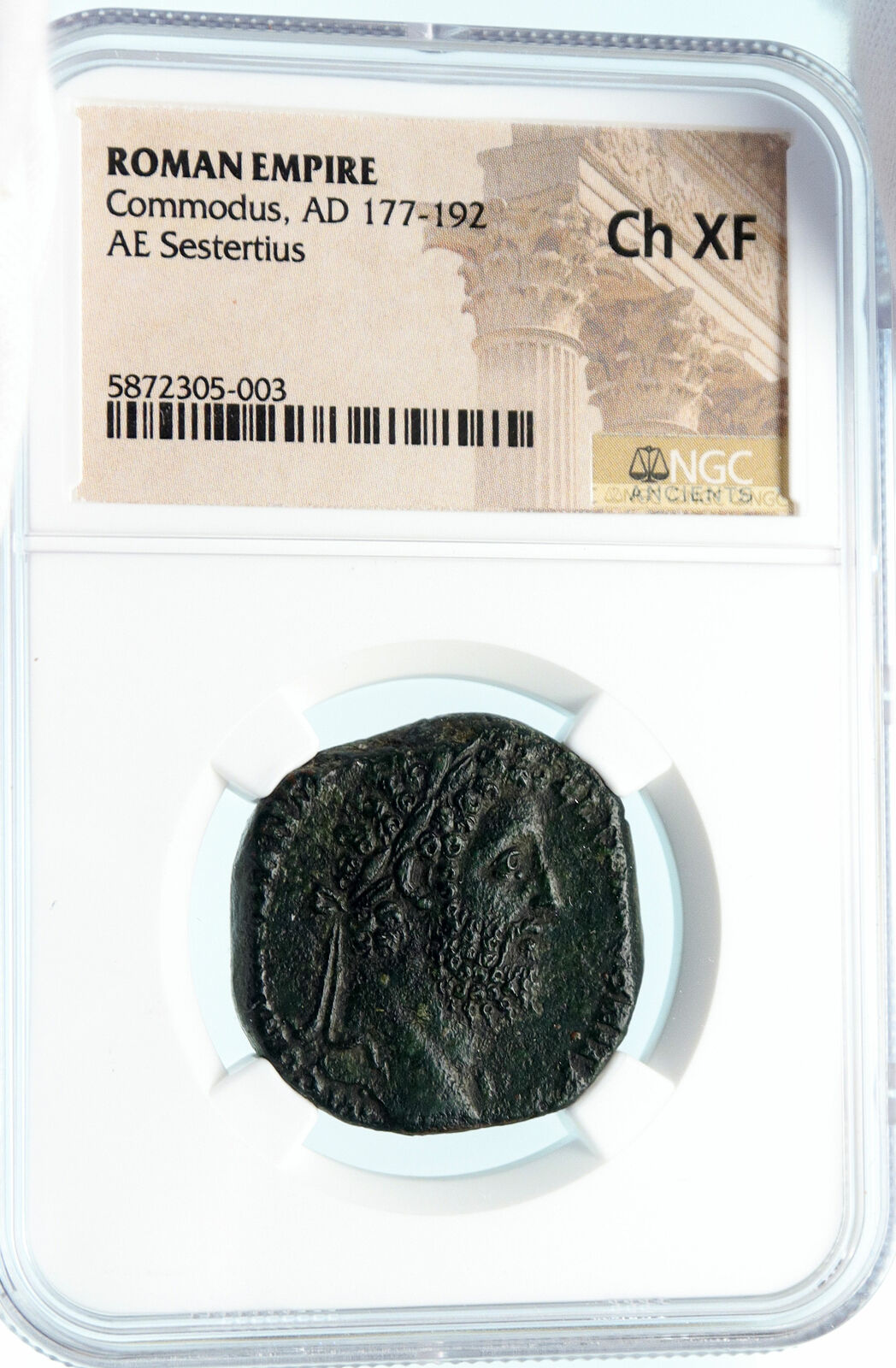 COMMODUS Authentic Ancient Rome SESTERTIUS Roman Coin CORNUCOPIAS NGC i83572