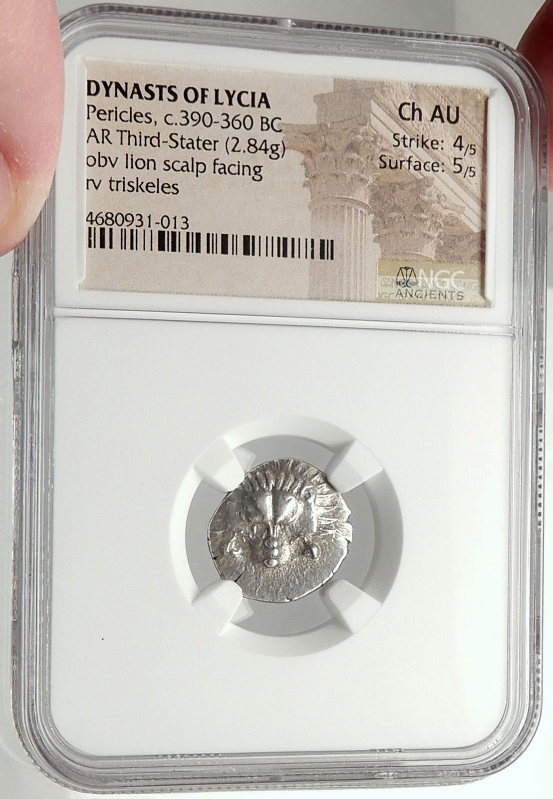 Dynasts of Lycia PERIKLES Ancient Silver Greek Coin LION TRISKELES NGC i68142