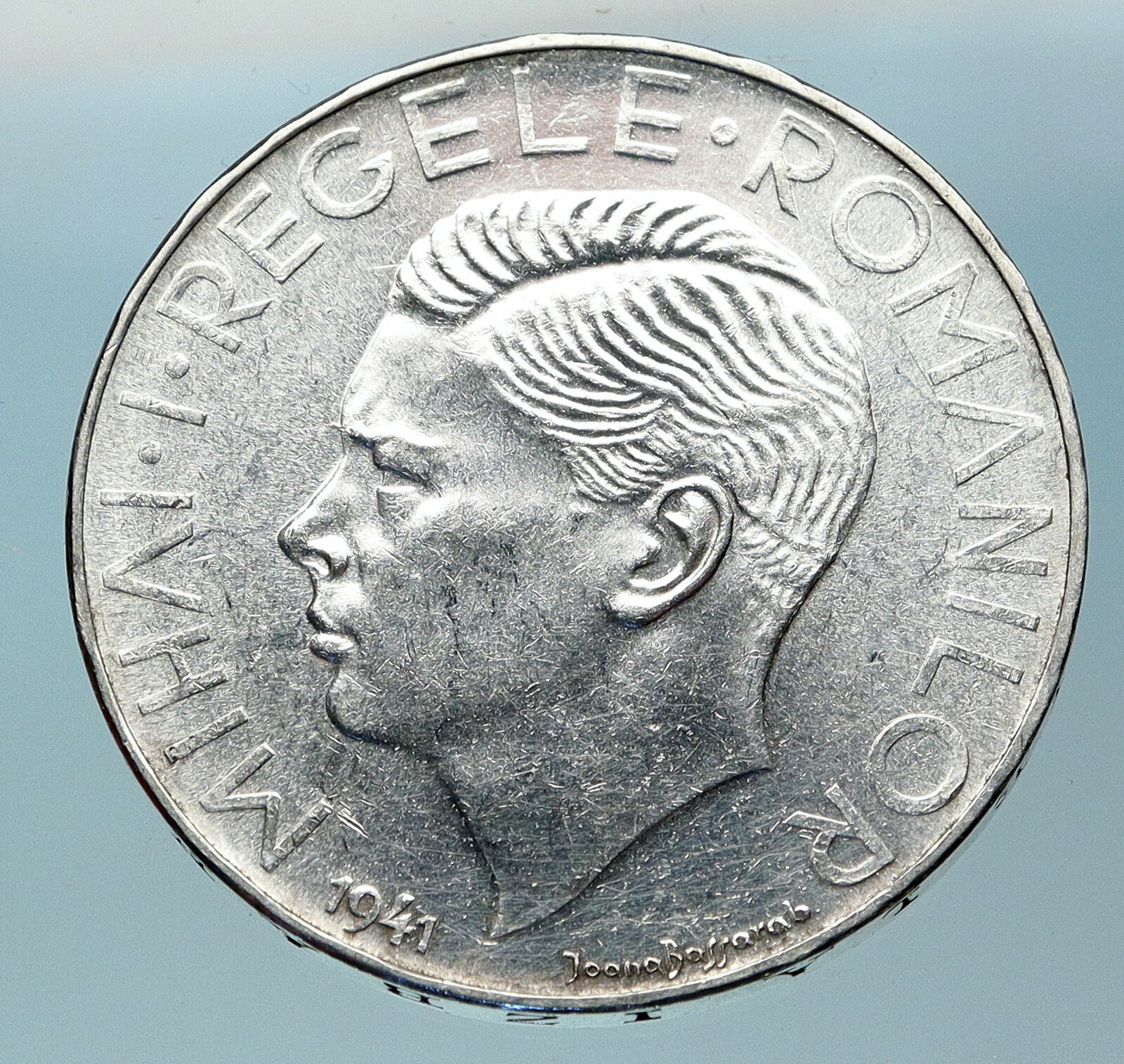 1941 ROMANIA Michael I Antique Genuine OLD Silver 500 LEI Romanian Coin i83774