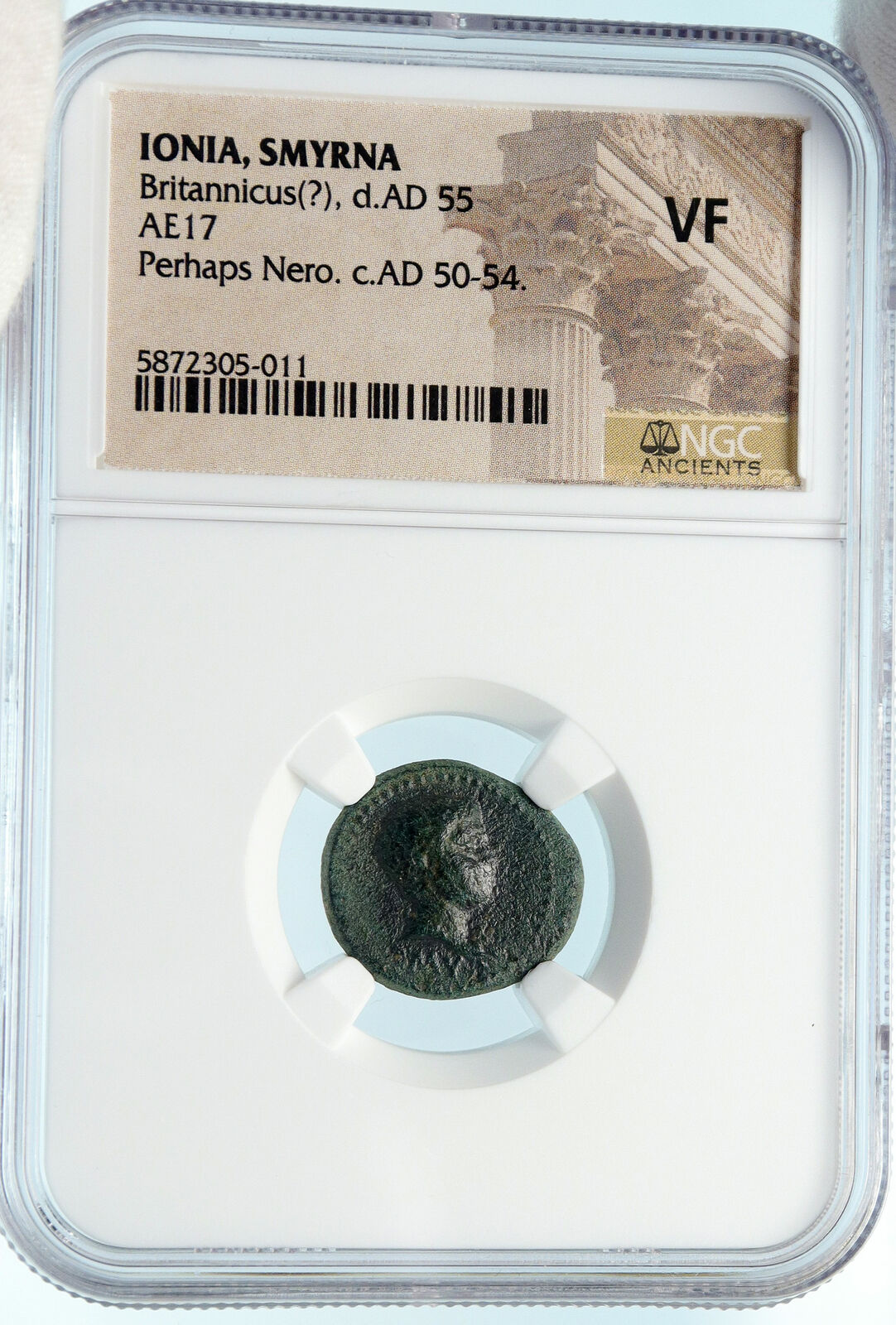 BRITANNICUS or NERO as Caesar Authentic Ancient 50AD Roman Coin NIKE NGC i83578