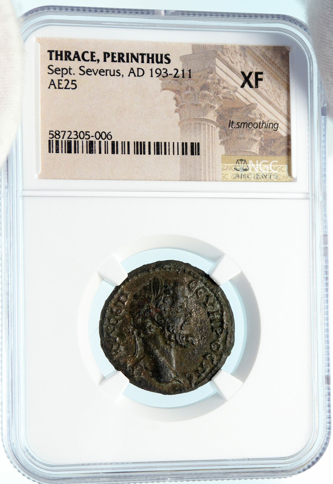 SEPTIMIUS SEVERUS Genuine Ancient Perinthus Thrace Roman Coin HERMES NGC i83574