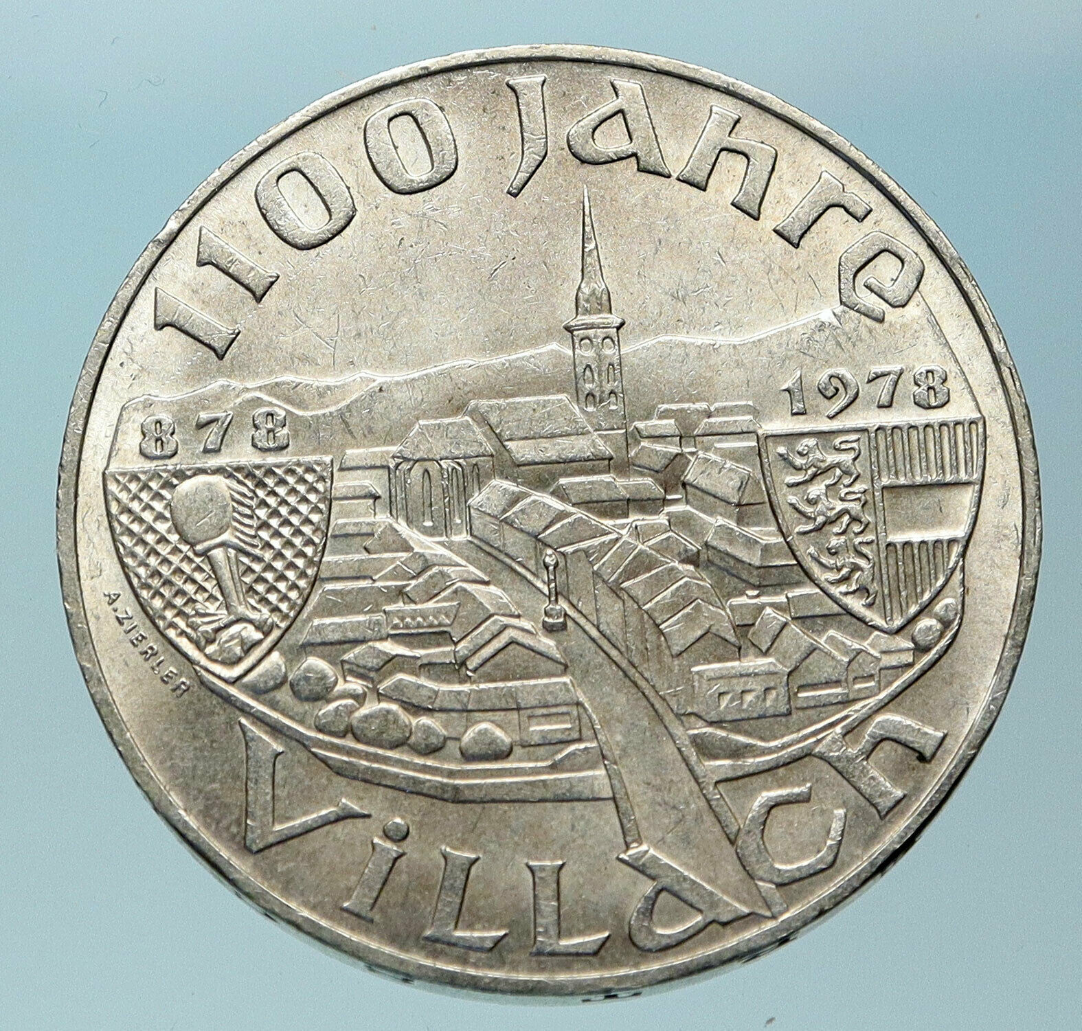 1978 AUSTRIA City of Villach Founding Genuine Silver 100 Shilling Coin i83780