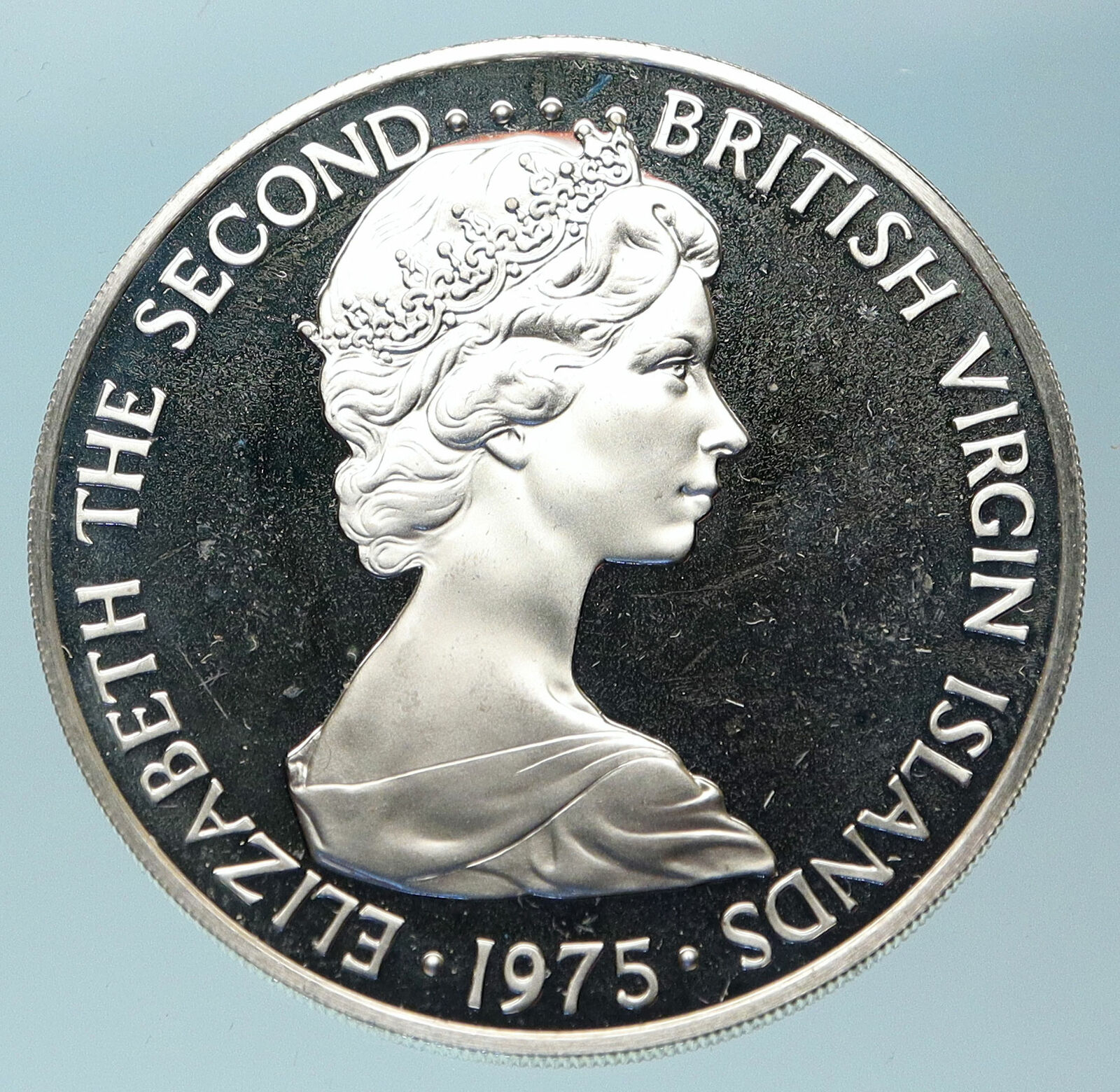 1975 British Virgin Islands UK Queen Elizabeth II BIRD Proof Silver Coin i83777