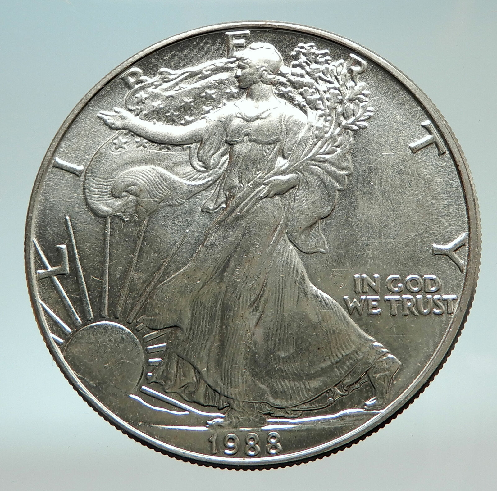 1988 UNITED STATES of American HUGE 4cm 1oz Silver Eagle US $1 Coin i77044