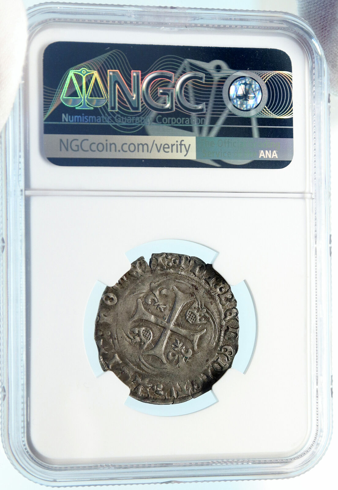 1483-98 FRANCE King CHARLES VIII Affable Genuine French Blanc Coin NGC i83758