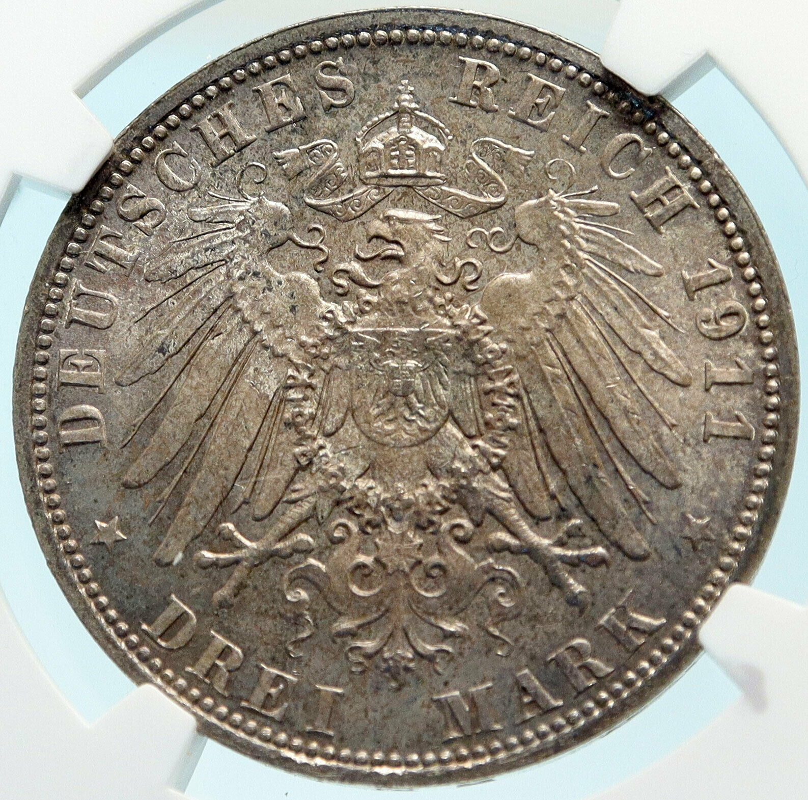 1911 D GERMANY Bavaria Otto I w PRINCE LUITPOLD Silver 3 Marks Coin NGC i83762