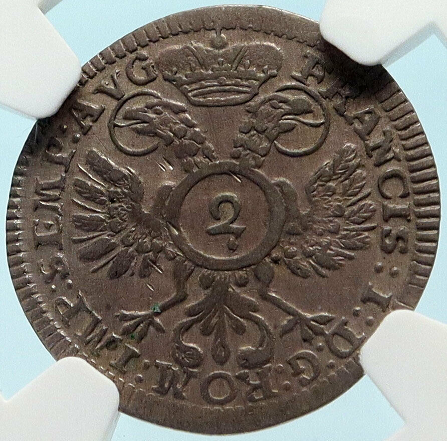 1754 GERMANY German States REGENSBURG Franz I Silver 2 Kreuzer Coin NGC i83767