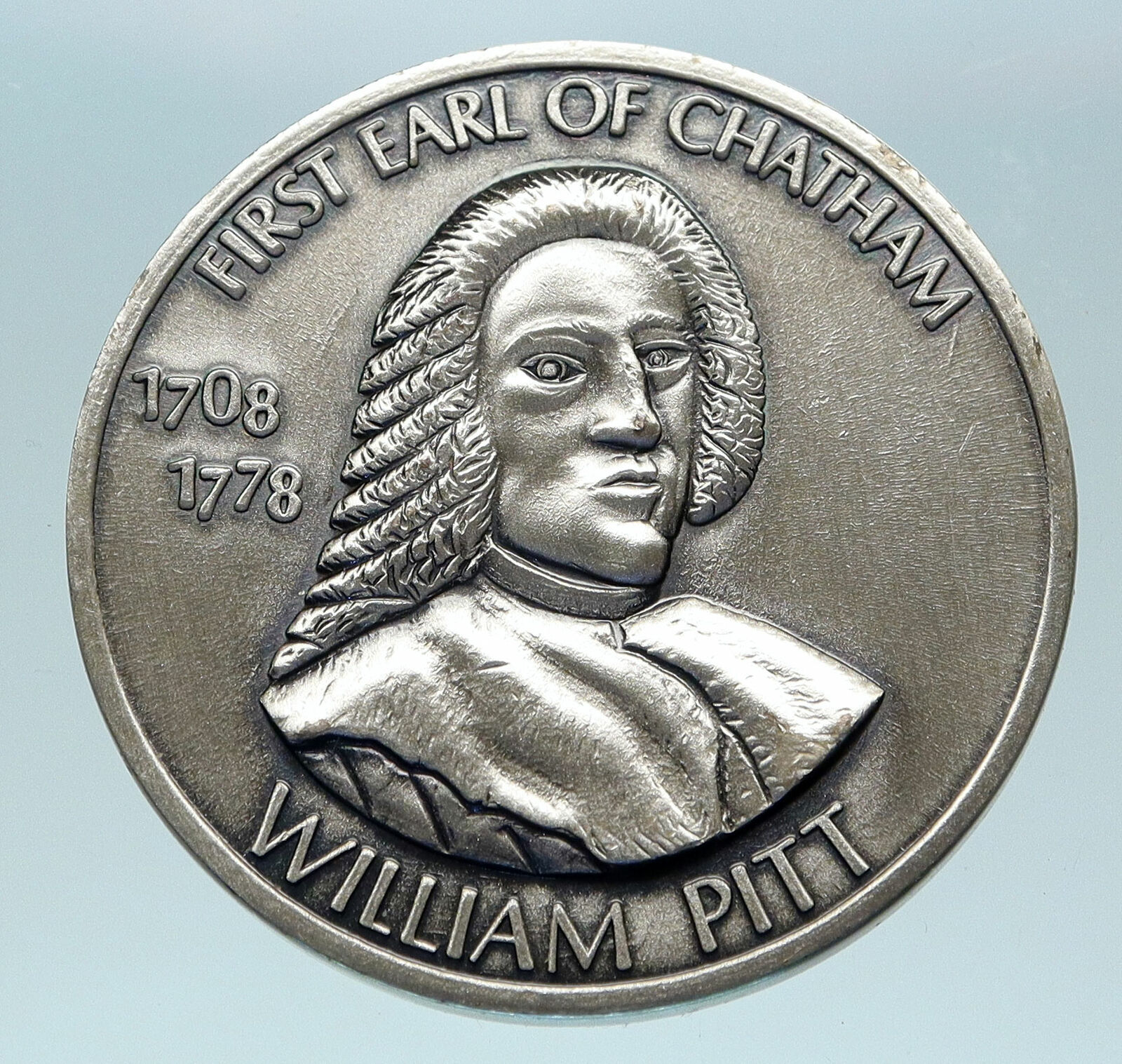 1971 UK United Kingdom Earl of CHATHAM William Pitt Antique Silver Medal i84093